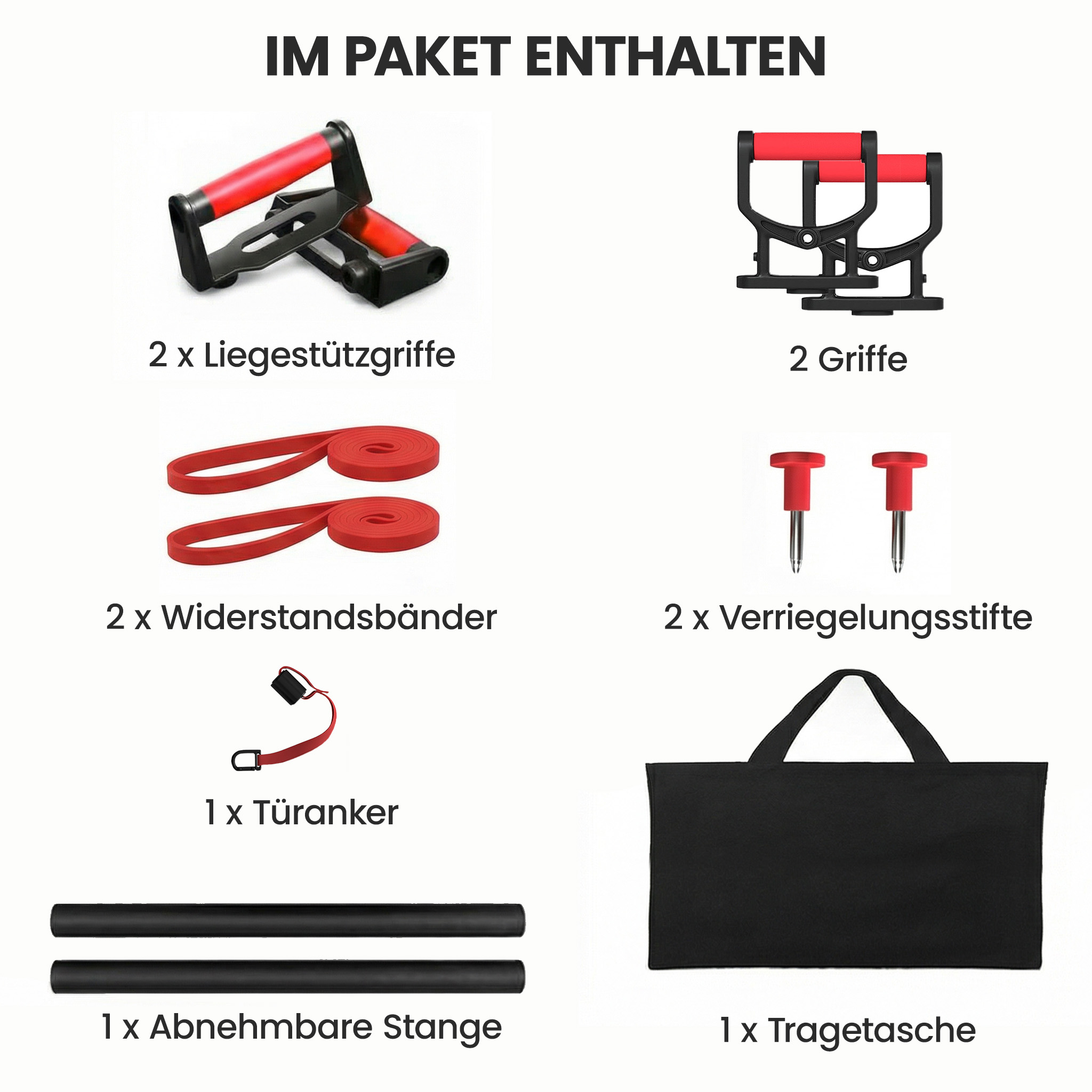 Liegestützbrett 7-in-1 Verstellbares Push Up Board mit Widerstandsbändern Rollen Türanker, Faltbar