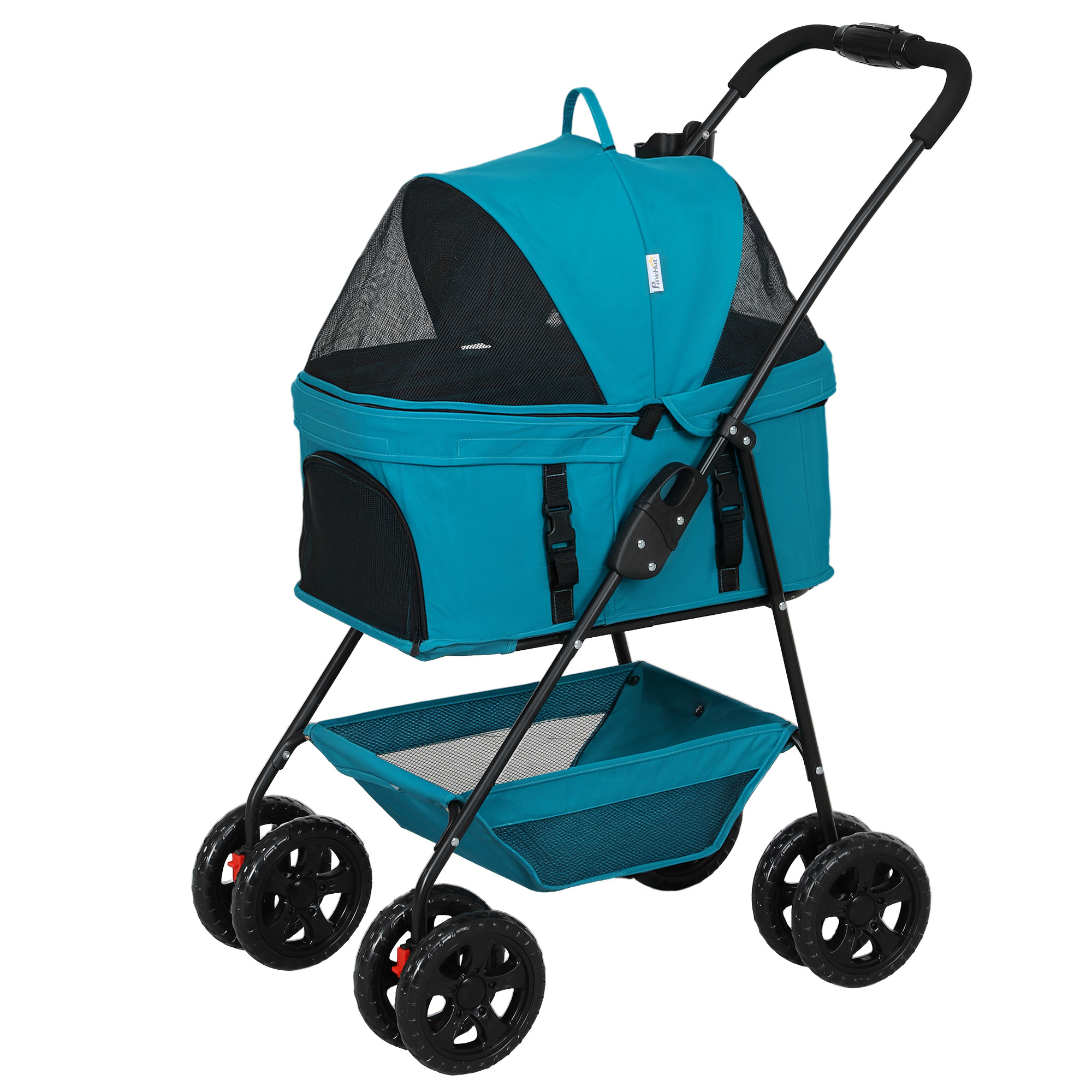 3-in-1-Haustierkinderwagen, zusammenklappbarer Hundewagen mit 4 Rädern und abnehmbarer Trage für Hunde und Katzen Türkis 3-in-1-Haustierkinderwagen, zusammenklappbarer Hundewagen mit 4 Rädern und abnehmbarer Trage für Hunde und Katzen Türkis