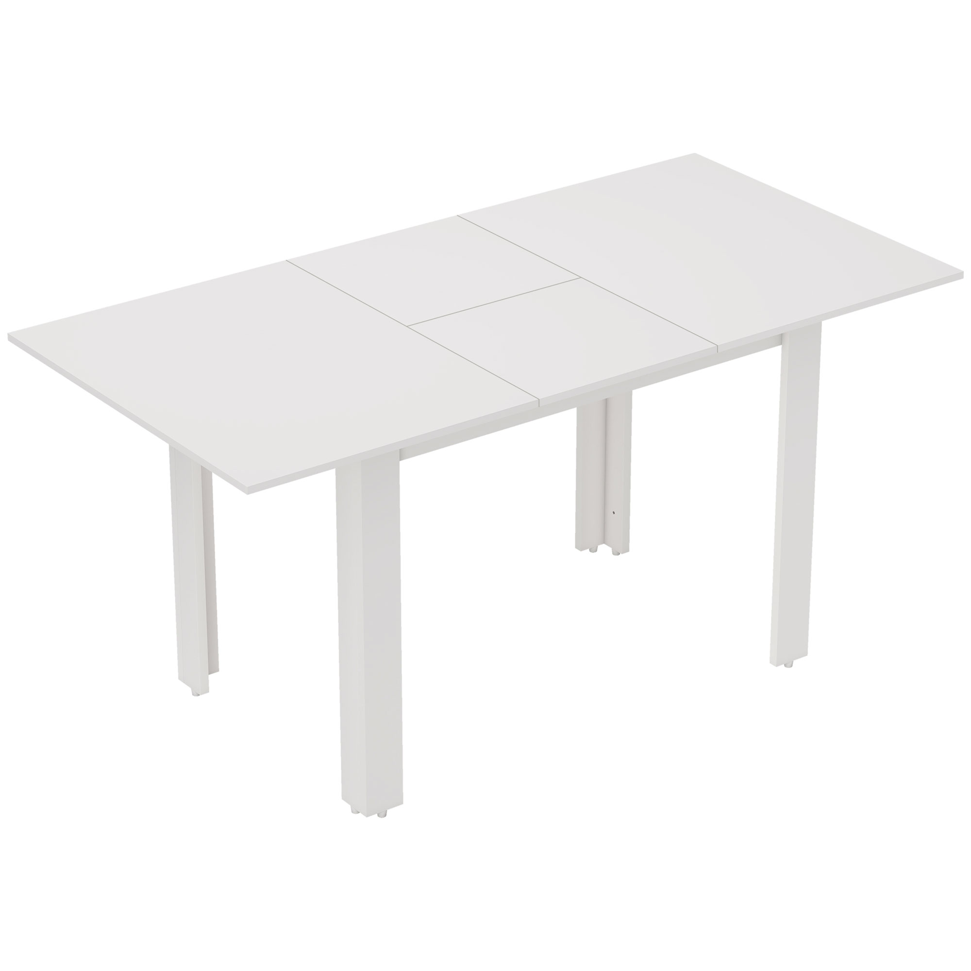 ausziehbarer Esstisch, 120-160 x 70 cm, verstellbarer Küchentisch für 4-6 Personen, MDF, Hochglanzweiß