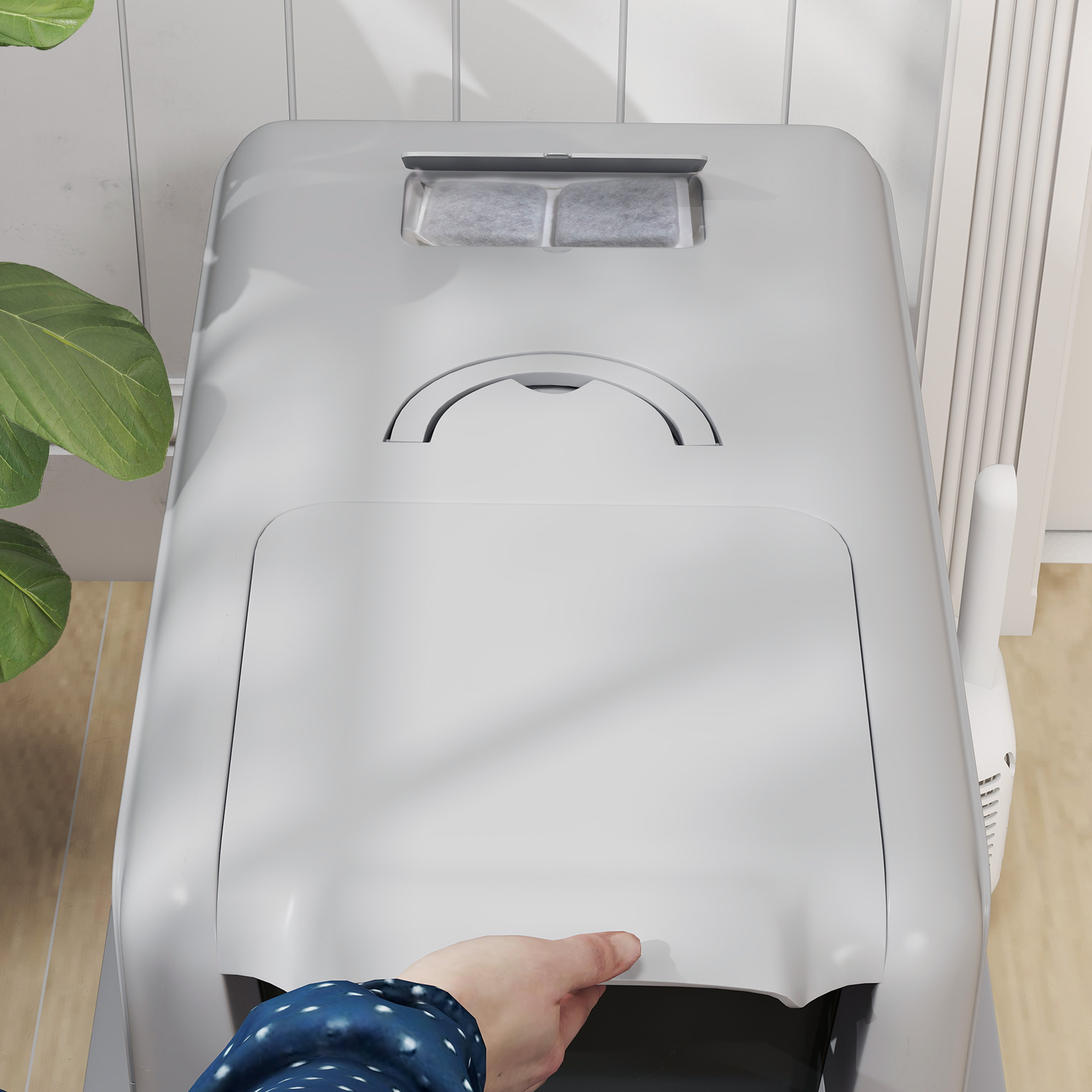 Katzentoilette, Wanne aus Edelstahl, Filter, Schaufel, für Katzen bis 6 kg, 40,5 x 60,5 x 41,5 cm, Grau/Silber