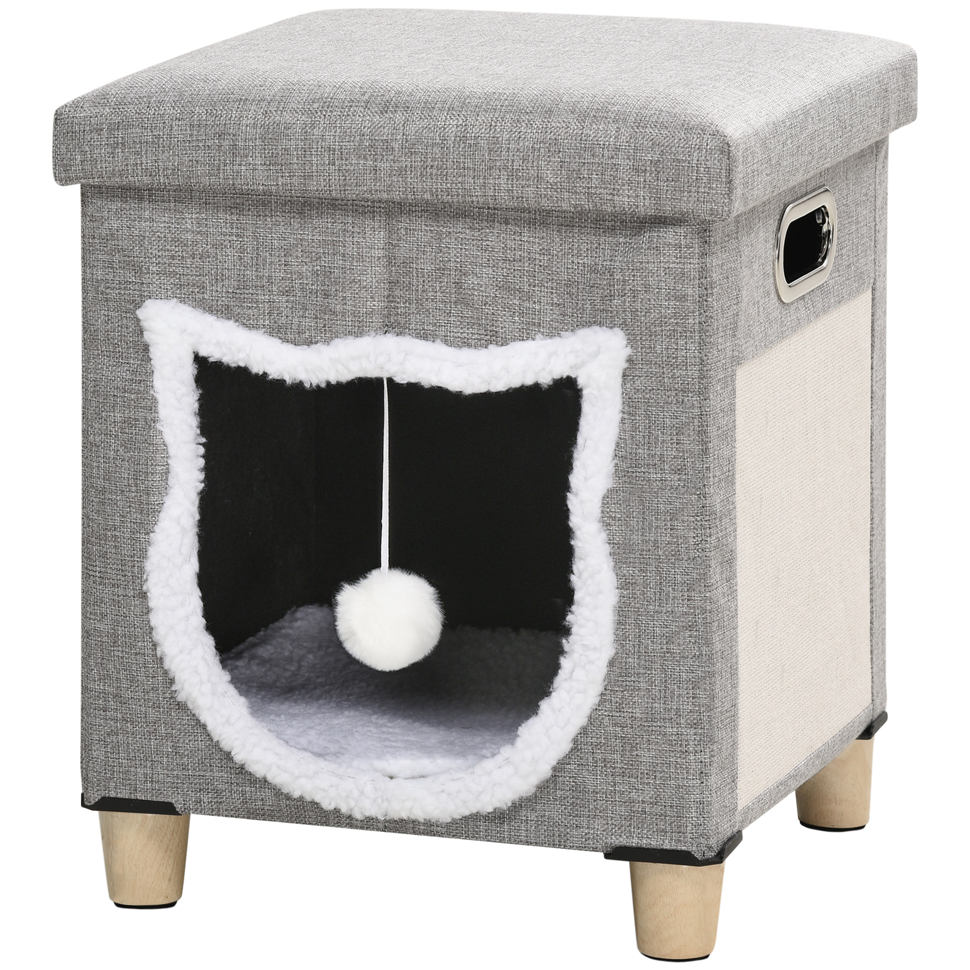 Katzenhöhle, Katzenhaus, inkl. Spielball, waschbares Kissen, 35,5 cm x 35,5 cm x 42,5 cm Katzenhöhle, Katzenhaus, inkl. Spielball, waschbares Kissen, 35,5 cm x 35,5 cm x 42,5 cm