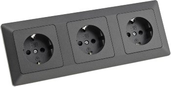MILOS Set 3 Steckdosen + 3-fach Rahmen / 250V~/ 16A, Steckanschluss, Anthrazit
