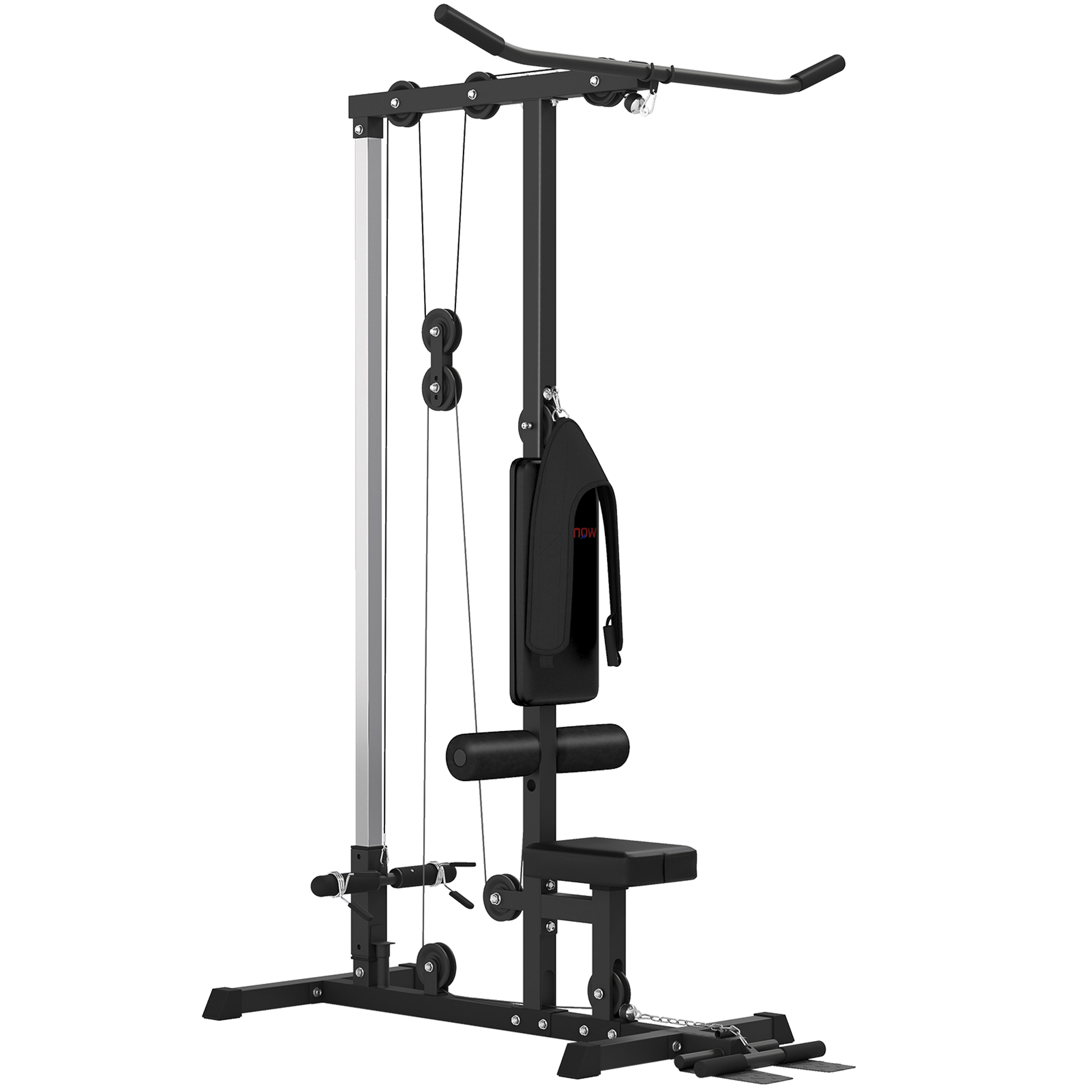 Kraftstation für Zuhause, Ruderzüge, ohne Gewichte, Fitnessgerät für Zuhause, Stahl, Kunstleder, Schwarz