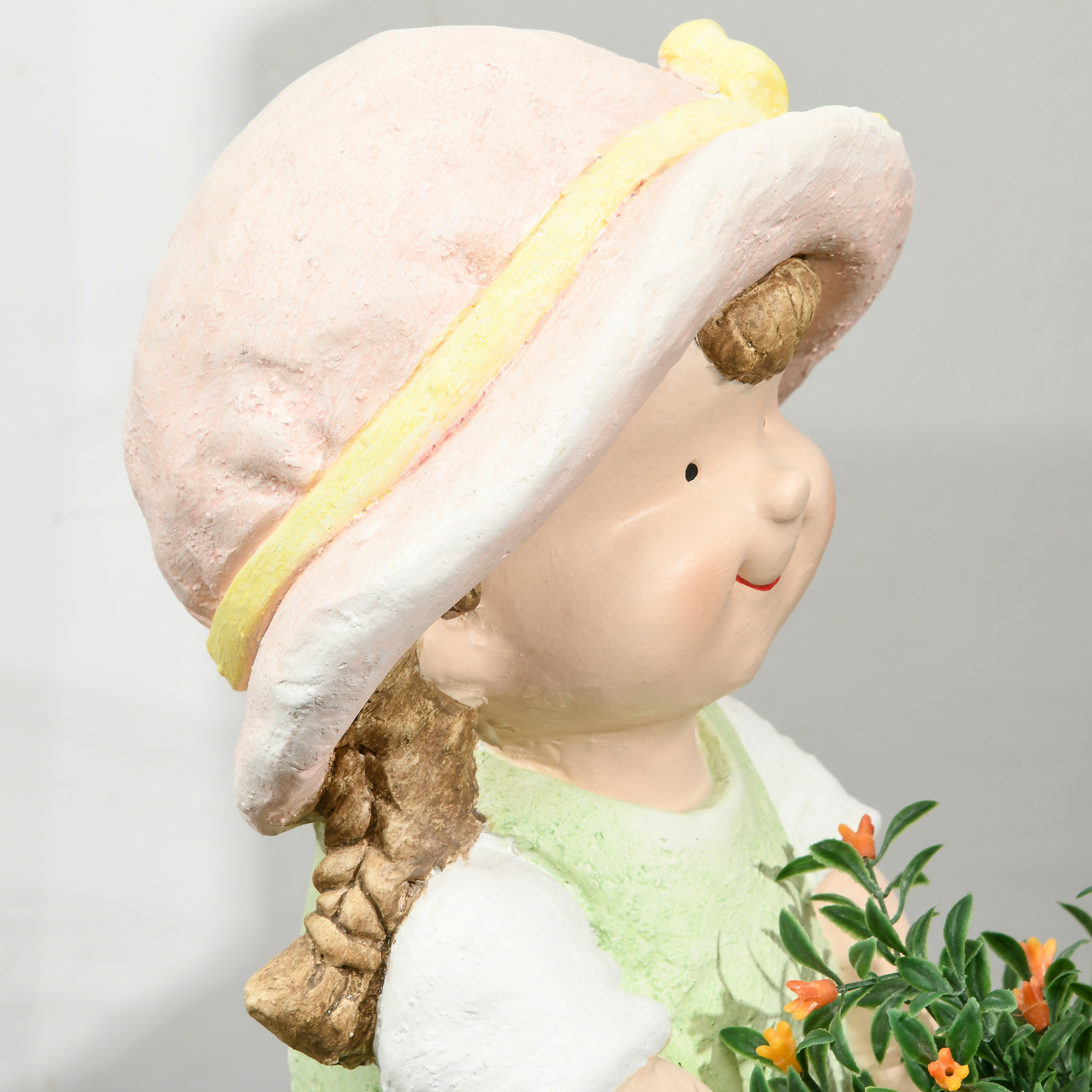 Gartenfigur "Mädchen mit Blumenkorb", Gartendekoration, wetterbeständig, 20 cm x 30 cm x 40 cm