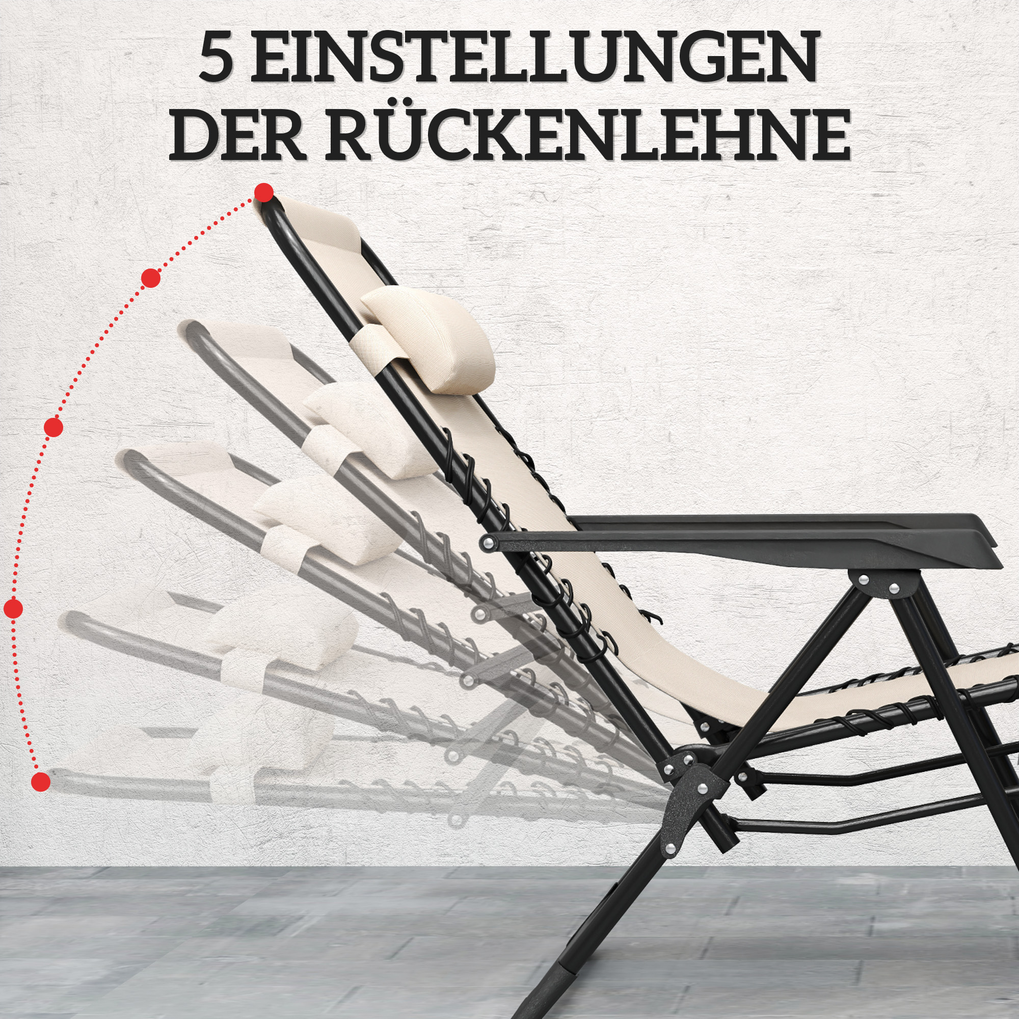 Gartenliege Set 3-TLG. Sonnenliege mit Teetisch 2 Liegestühle Kissen, Outdoor Liege 90x56x110 cm Beige