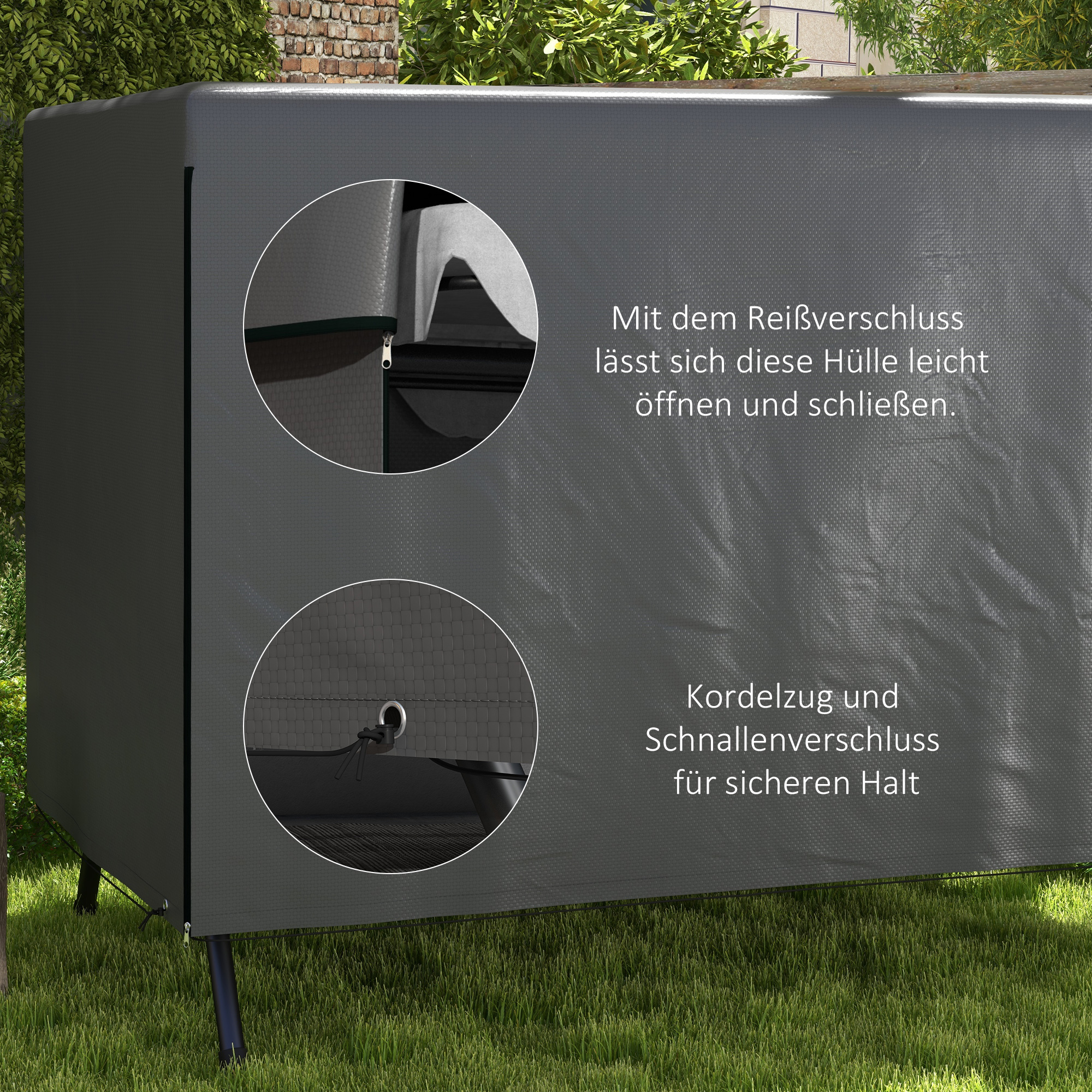 Gartenmöbelabdeckung Abdeckung Schutzhülle für Outdoor-Möbel, 215 cm x 155 cm x 150 cm, Dunkelgrau