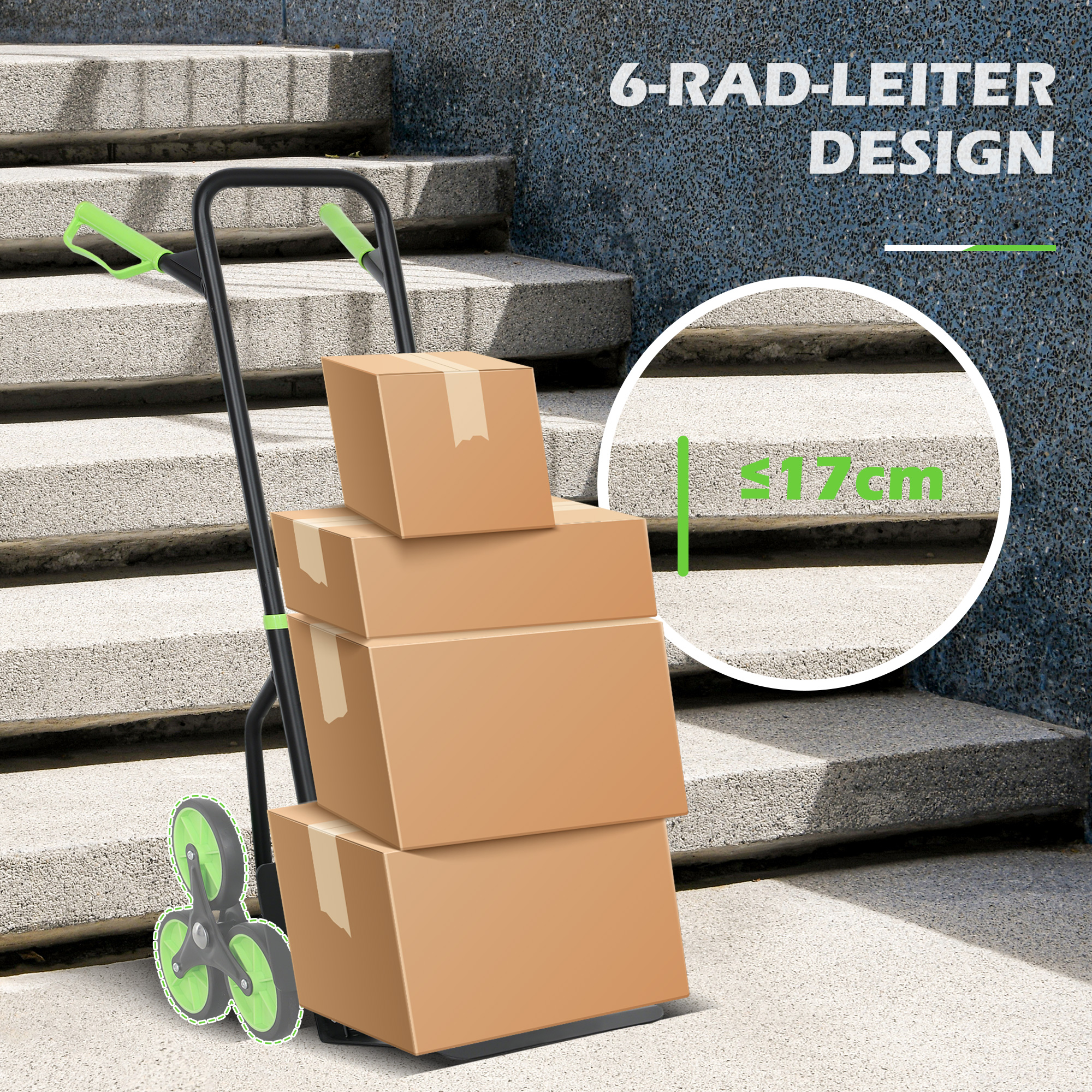 Treppensteiger Sackkarre klappbar Transportkarre mit Stahlrahmen max. 120kg