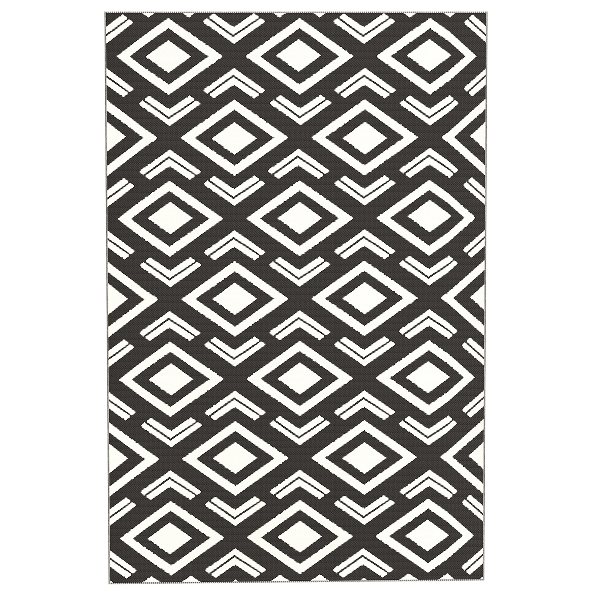 Outdoor Teppich robuster Wetterfest Outdoorteppich mit Tragtasche, faltbar Carpet Boho-Style 182 x 274 cm Schwarz+Weiß Outdoor Teppich robuster Wetterfest Outdoorteppich mit Tragtasche, faltbar Carpet Boho-Style 182 x 274 cm Schwarz+Weiß