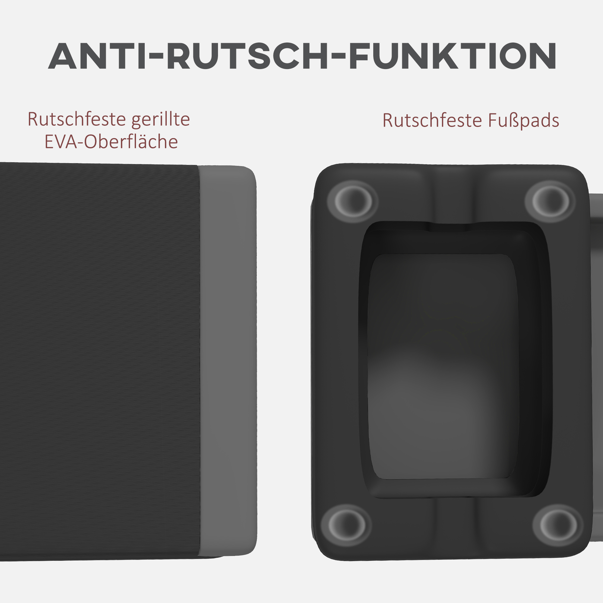 Höhenverstellbarer Fitness-Stepper, rutschfest, für Zuhause, das Fitnessstudio oder das Büro geeignet, Kunststoff, Grau