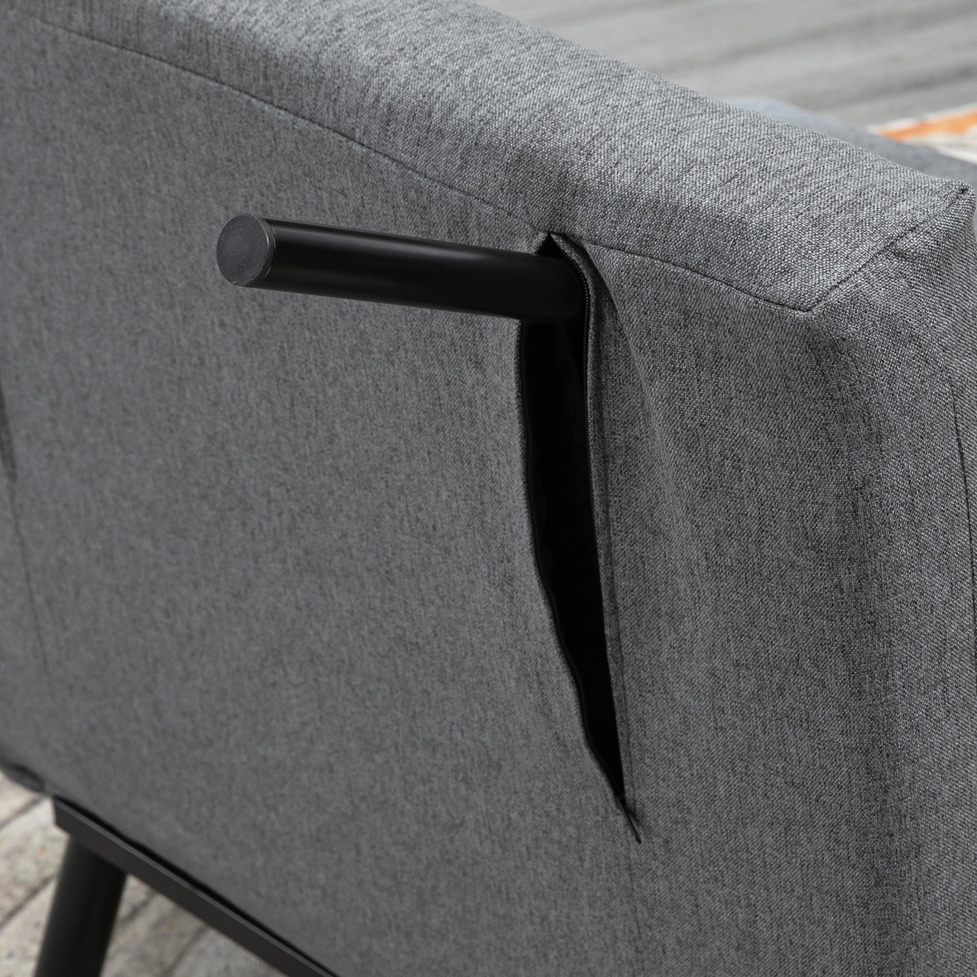 Klappsessel mit Bettfunktion, klappbarer Relaxsessel in Leinenoptik, Verstellbare Rückenlehne, 75 x 70 x 75 cm, Dunkelgrau