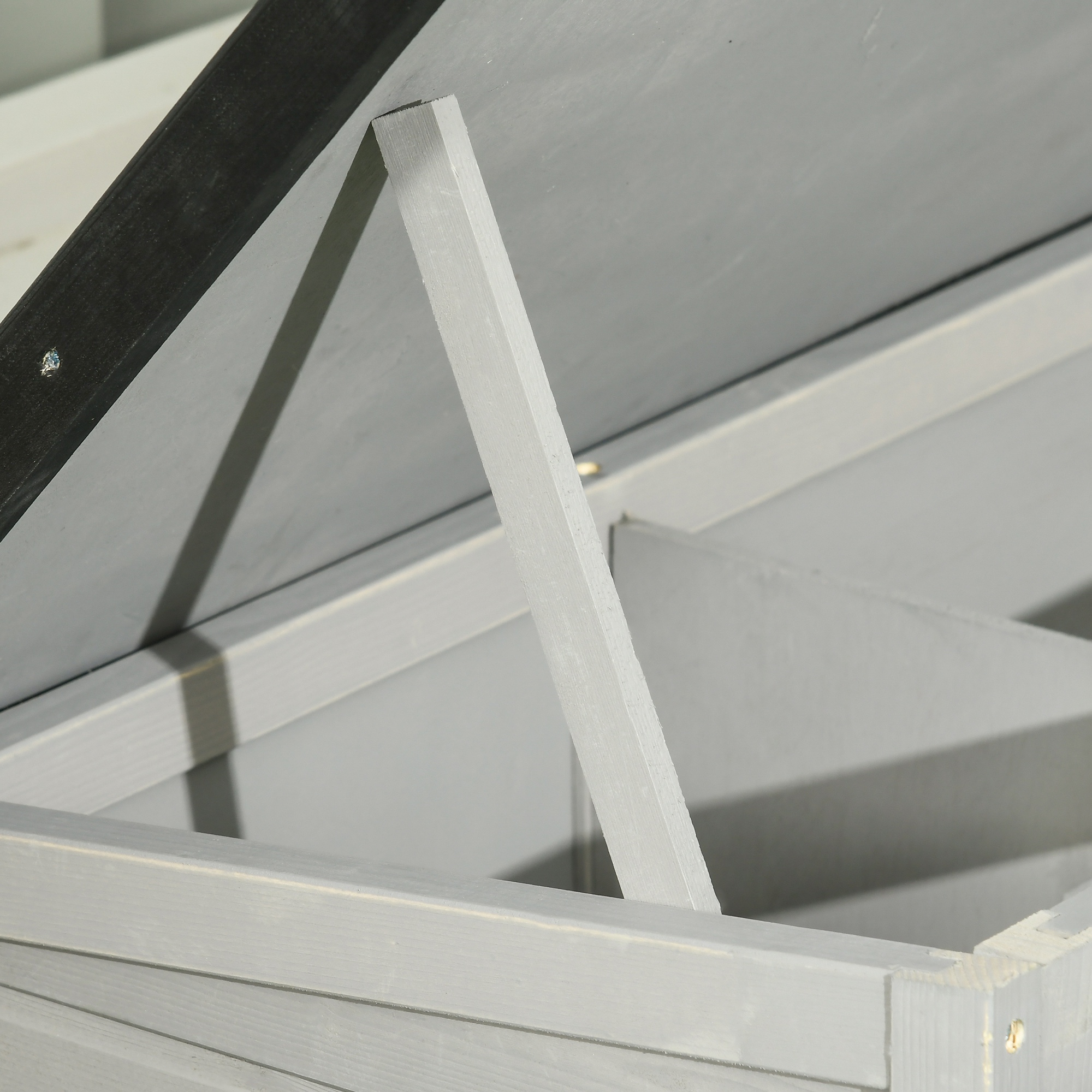 Hasenstall Kaninchenstall aus Tannenholz Winterfest Hasenkäfig mit aufklappbar Dach 84x43x70 cm Grau