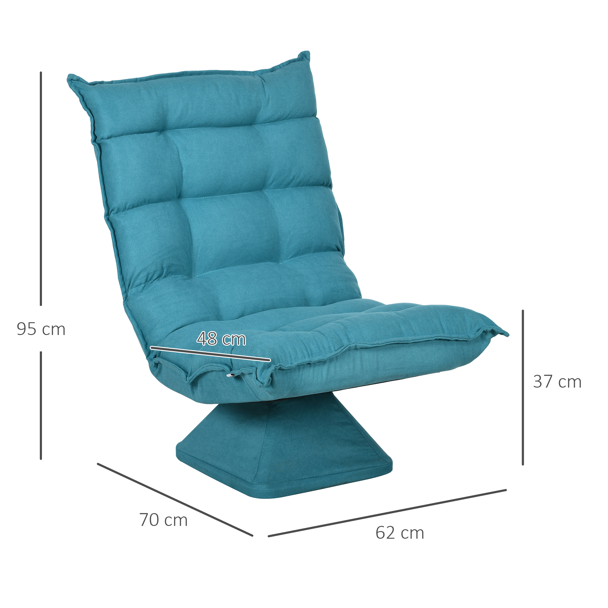 Relaxsessel Lesesessel, drehbar, Samtoptik, 62 cm x 70 cm x 95 cm, Blau