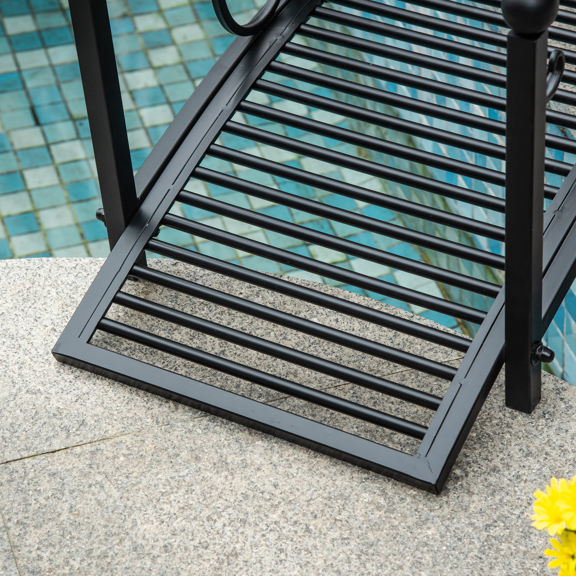 Gartenbrücke, Teichbrücke mit Sicherheitsgeländer, Zierbrücke bis 100 kg belastbar, 102 x 48 x 49 cm Schwarz