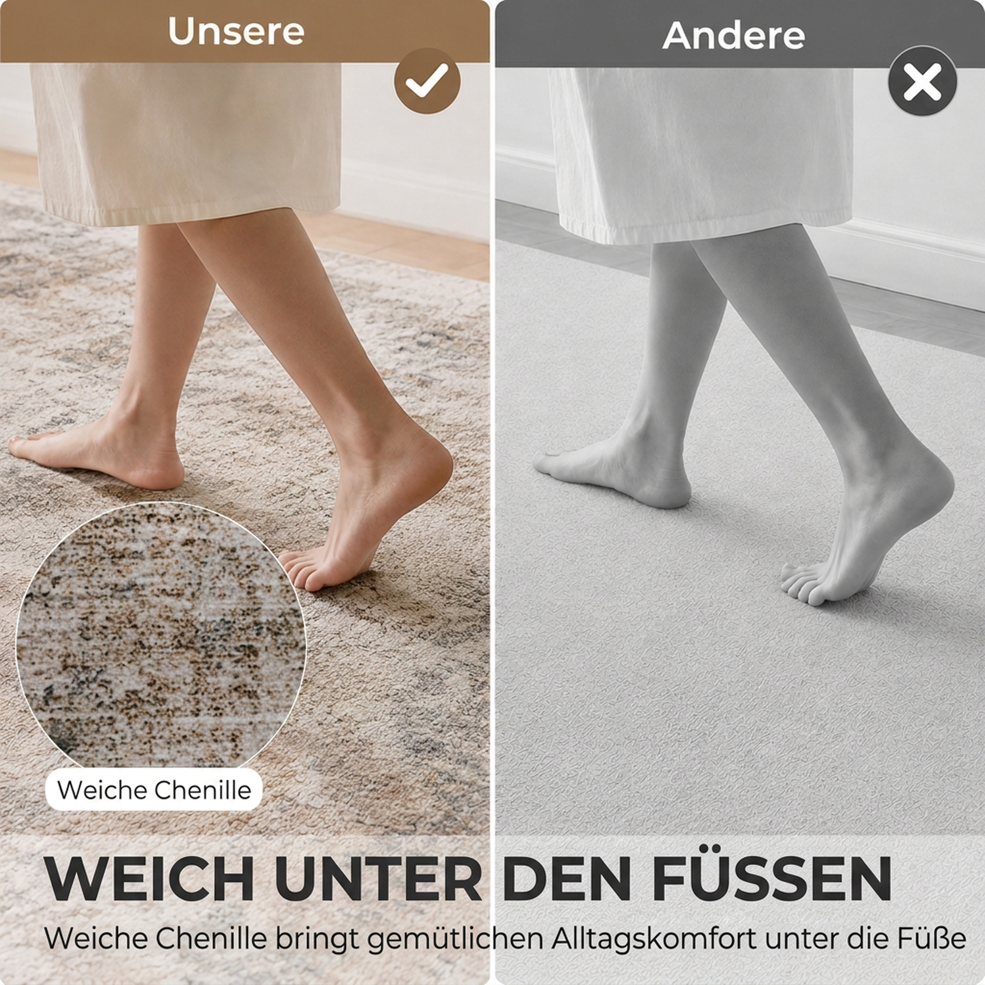 Wohnzimmerteppich, Polyester, modernes künstlerisches Muster, waschbar, Braun