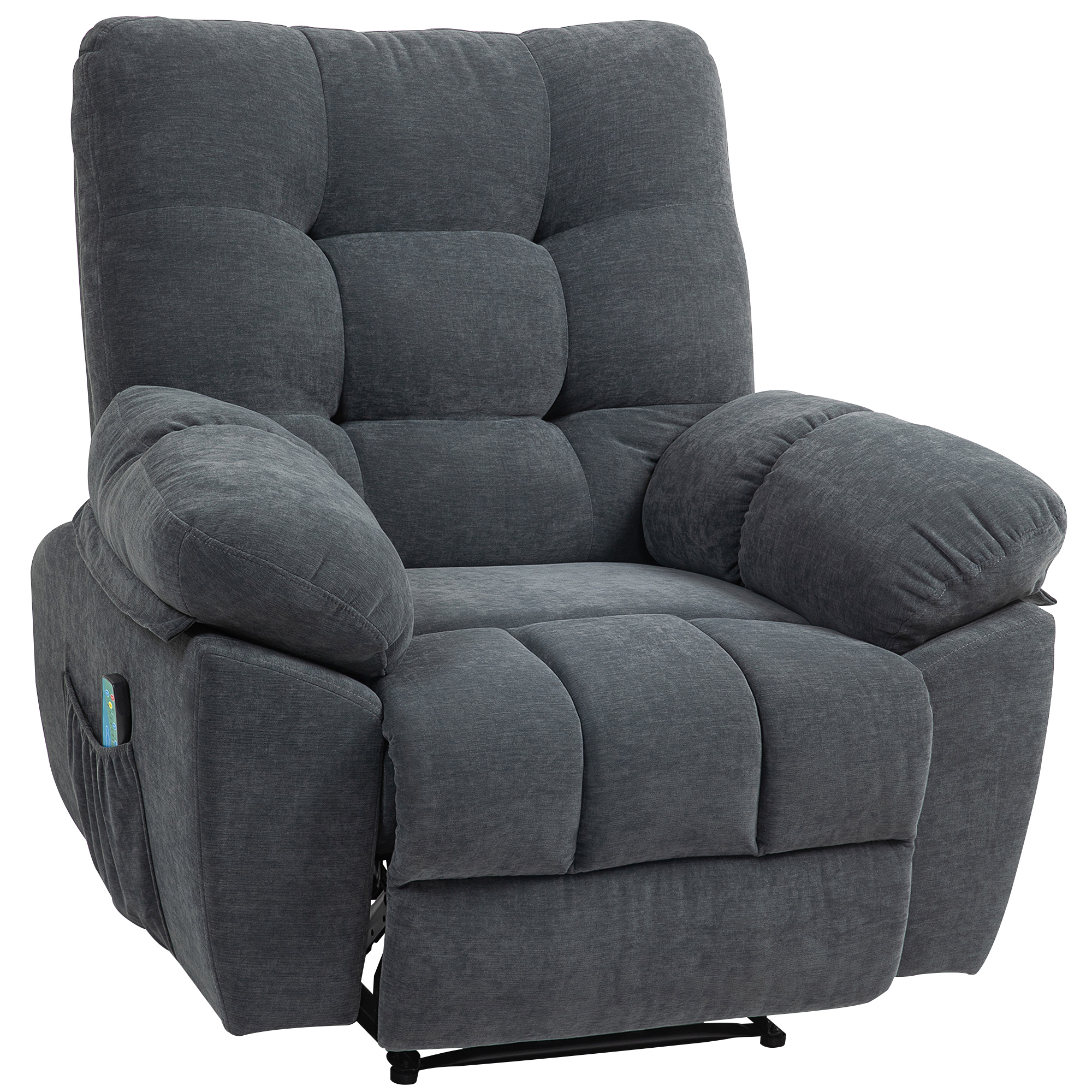 Recliner-Sessel, Massage-Polstersessel mit 8 Vibrationspunkten, verstellbare Fußstütze, Seitentasche, Lehnsessel, Grau