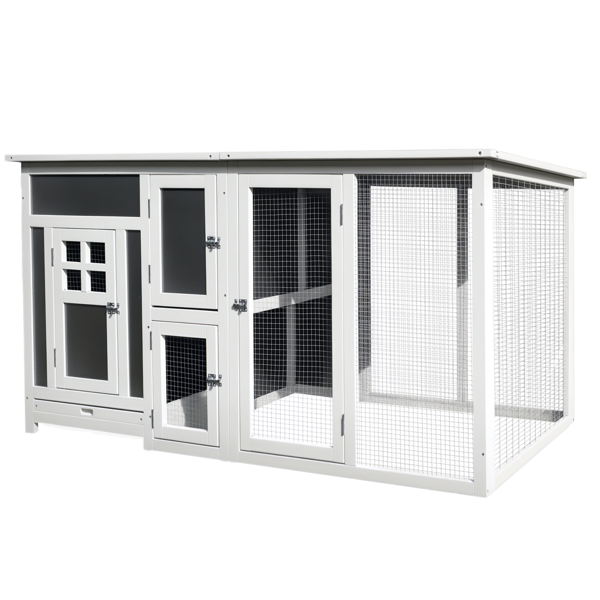Hühnerstall Hühnerhaus Geeignet für 1-2 Hühner, mit Nistkasten Eierkiste mit 2 Fächern, Tanne, Grau+Weiß, 160 x 75 x 80 cm Hühnerstall Hühnerhaus Geeignet für 1-2 Hühner, mit Nistkasten Eierkiste mit 2 Fächern, Tanne, Grau+Weiß, 160 x 75 x 80 cm