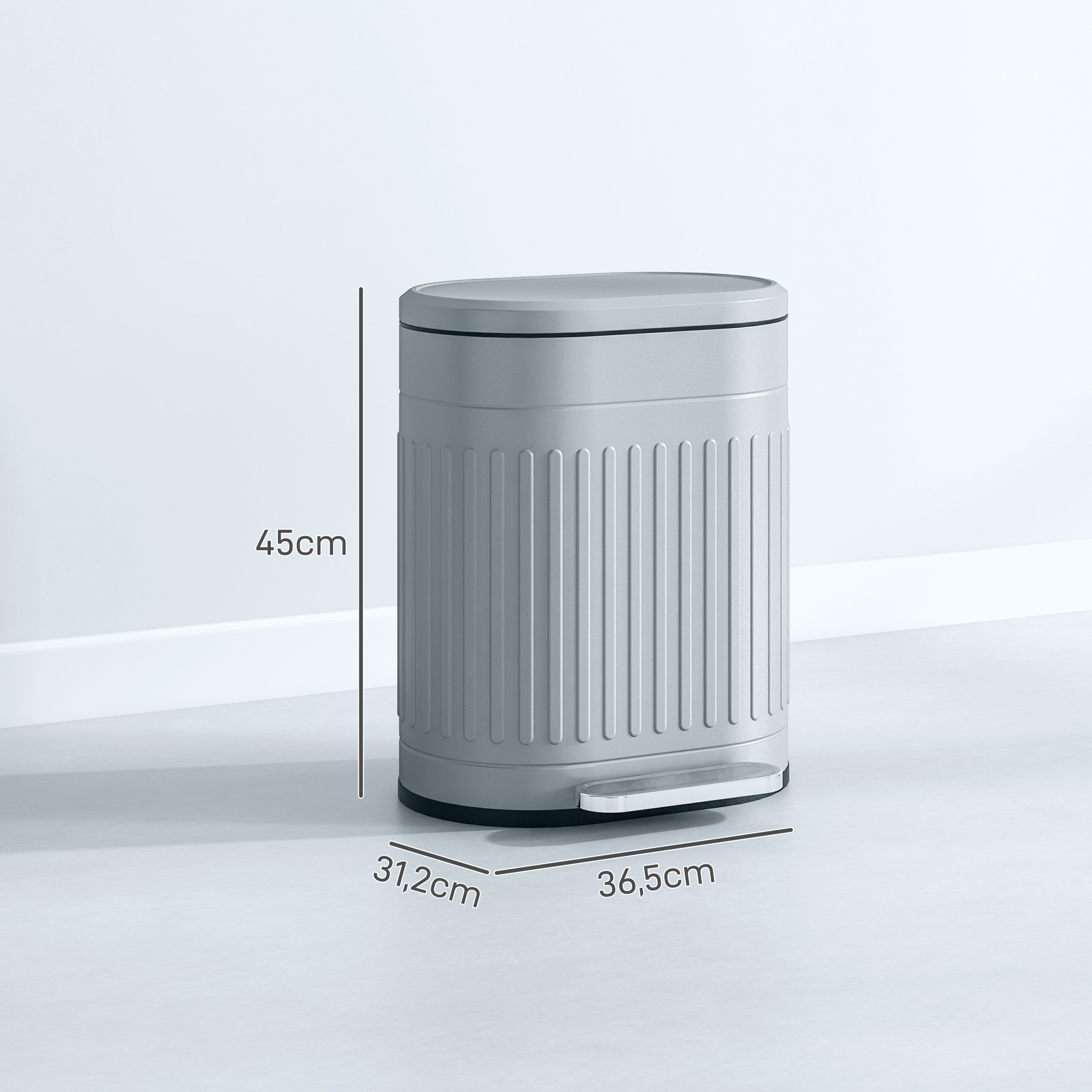 Mülleimer 20l Treteimer mit Deckel Fußpedal herausnehmbarem Inneneimer Soft-Close-Funktion 36,5 x 31,2 x 45 cm, Grau