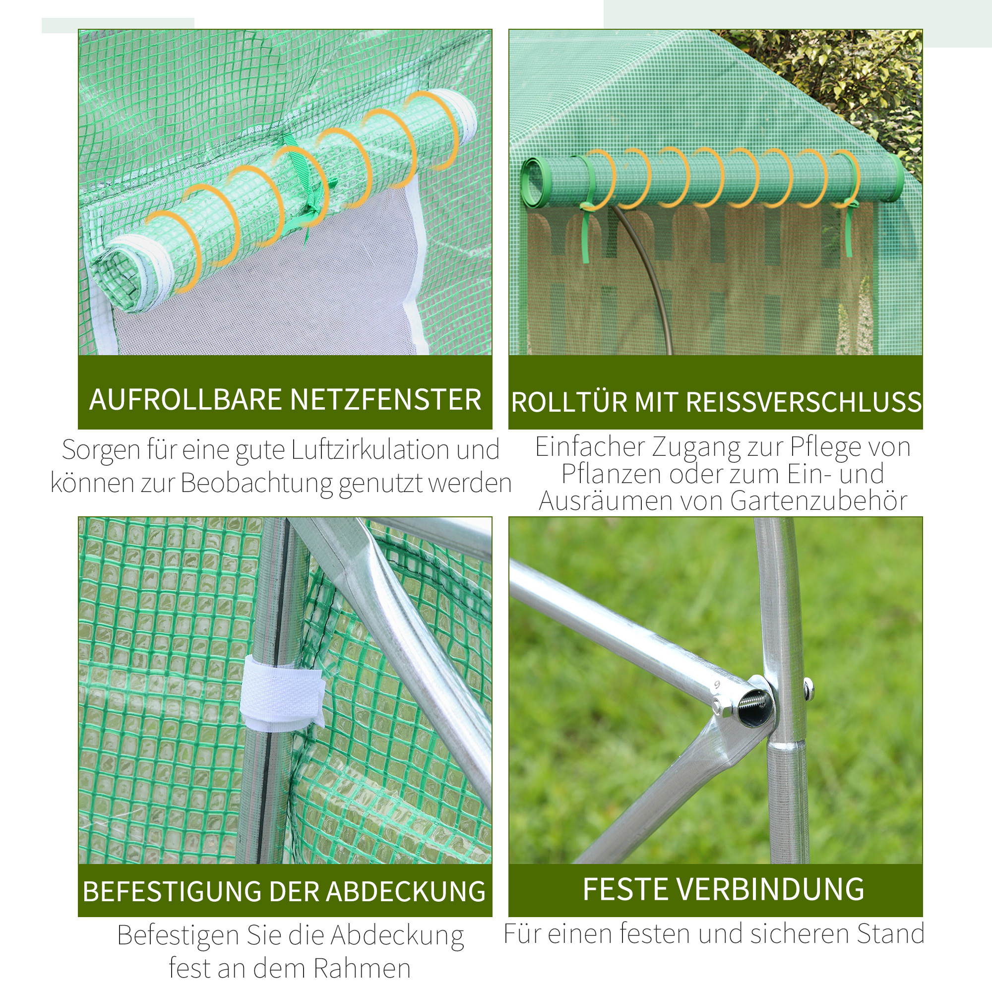 Folien Gewächshaus Foliengewächshaus Treibhaus Frühbeet Pflanzenhaus Tomatenhaus Giebeldach 450 × 300B × 205H cm