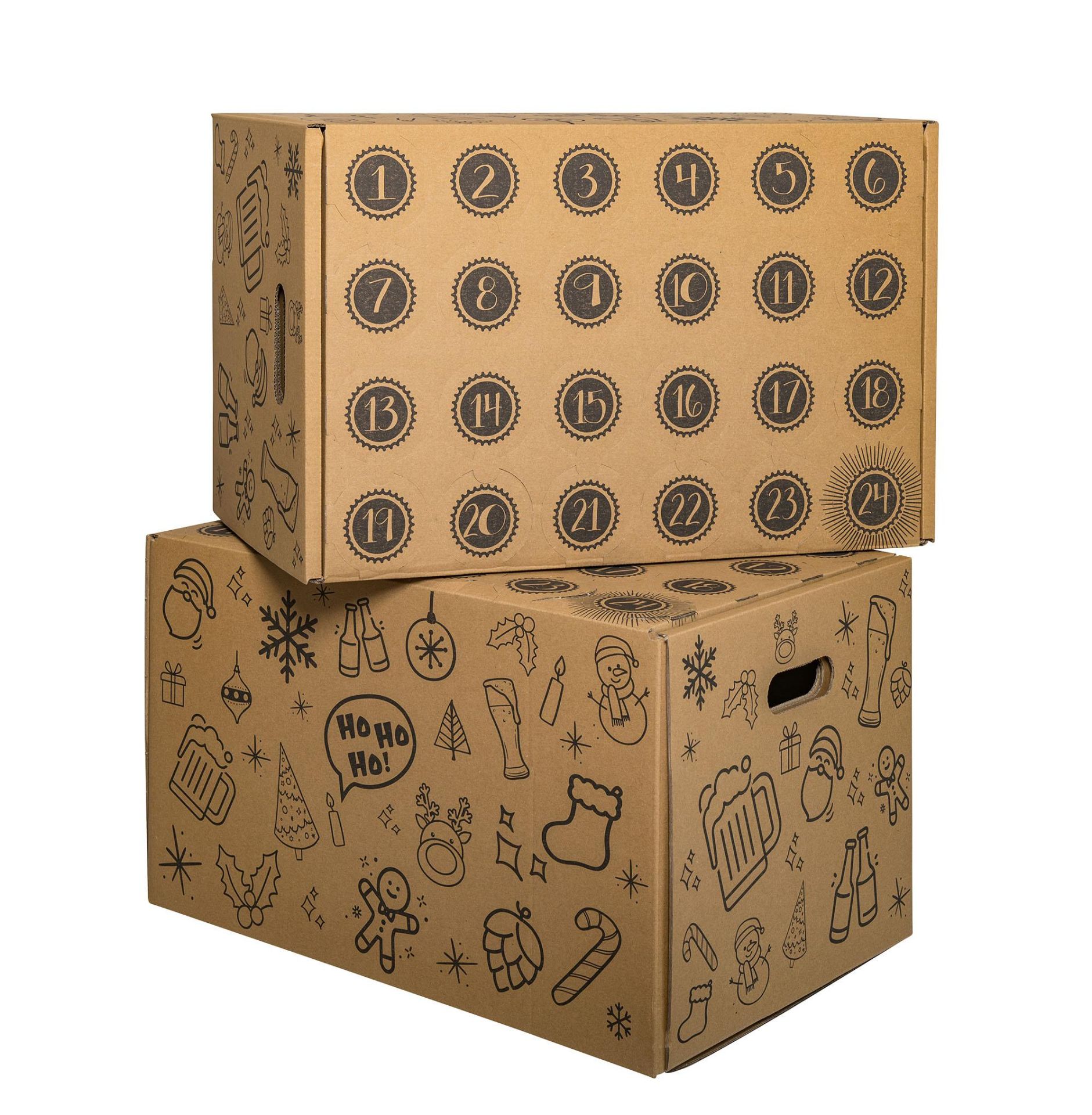 Bier-Adventskalender, 485x324x294mm, braun, 2-wellig, VPE1