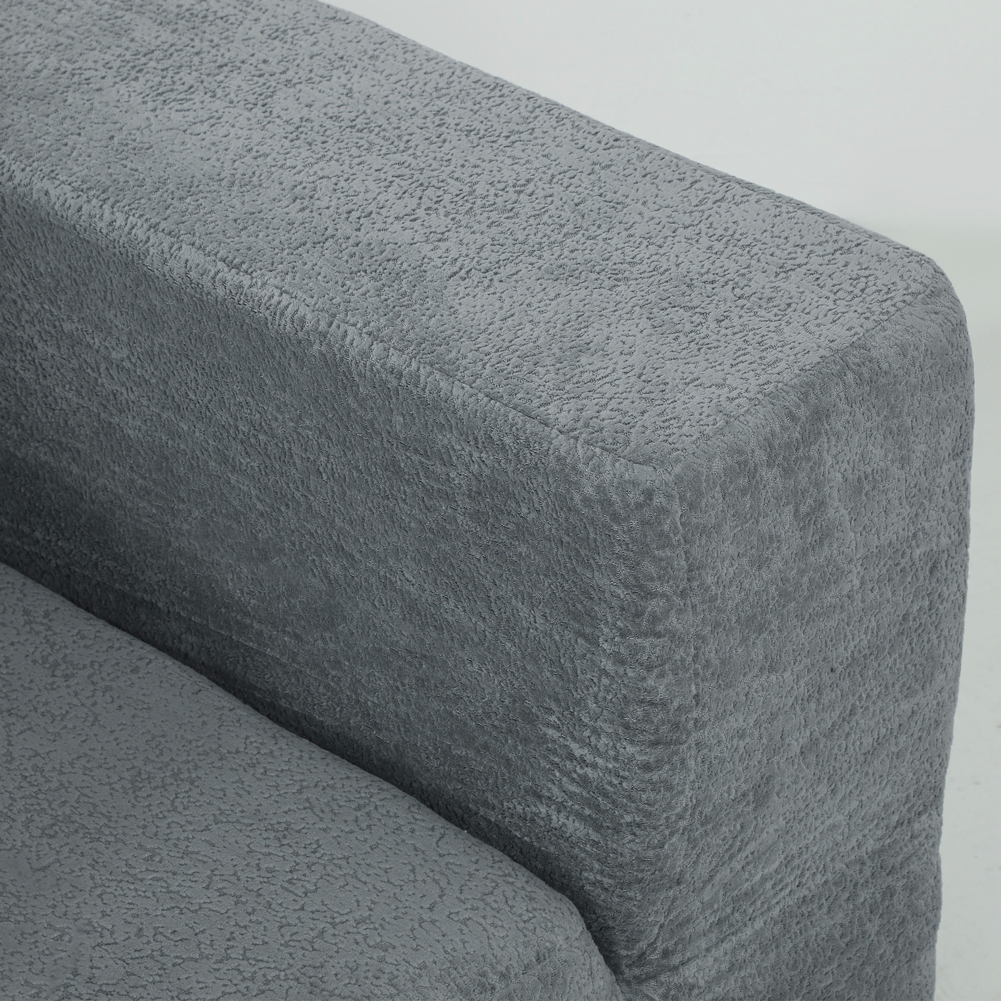 Modulares Ecksofa, U-Form Sofa mit breitem und tiefem Sitz, 2 Hocker, dunkelgrau