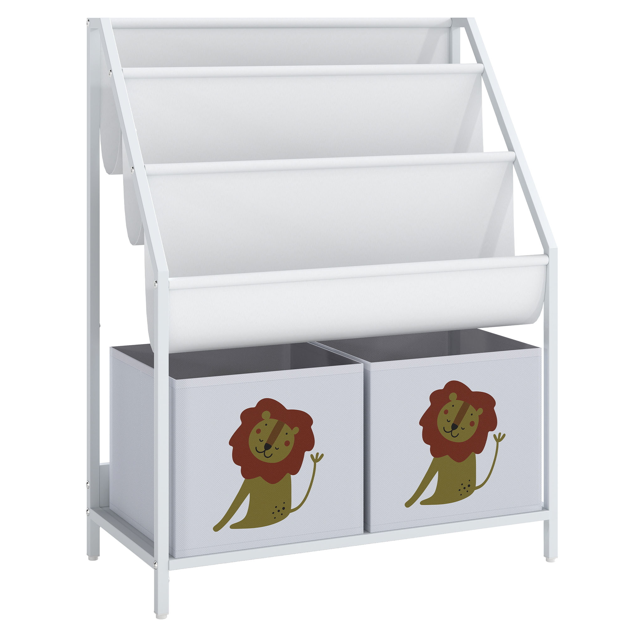 Bücherregal für Kinder Kinderregal mit 2 offenen Fächer 3 Hängeregale 60 x 30 x 76 cm Weiß
