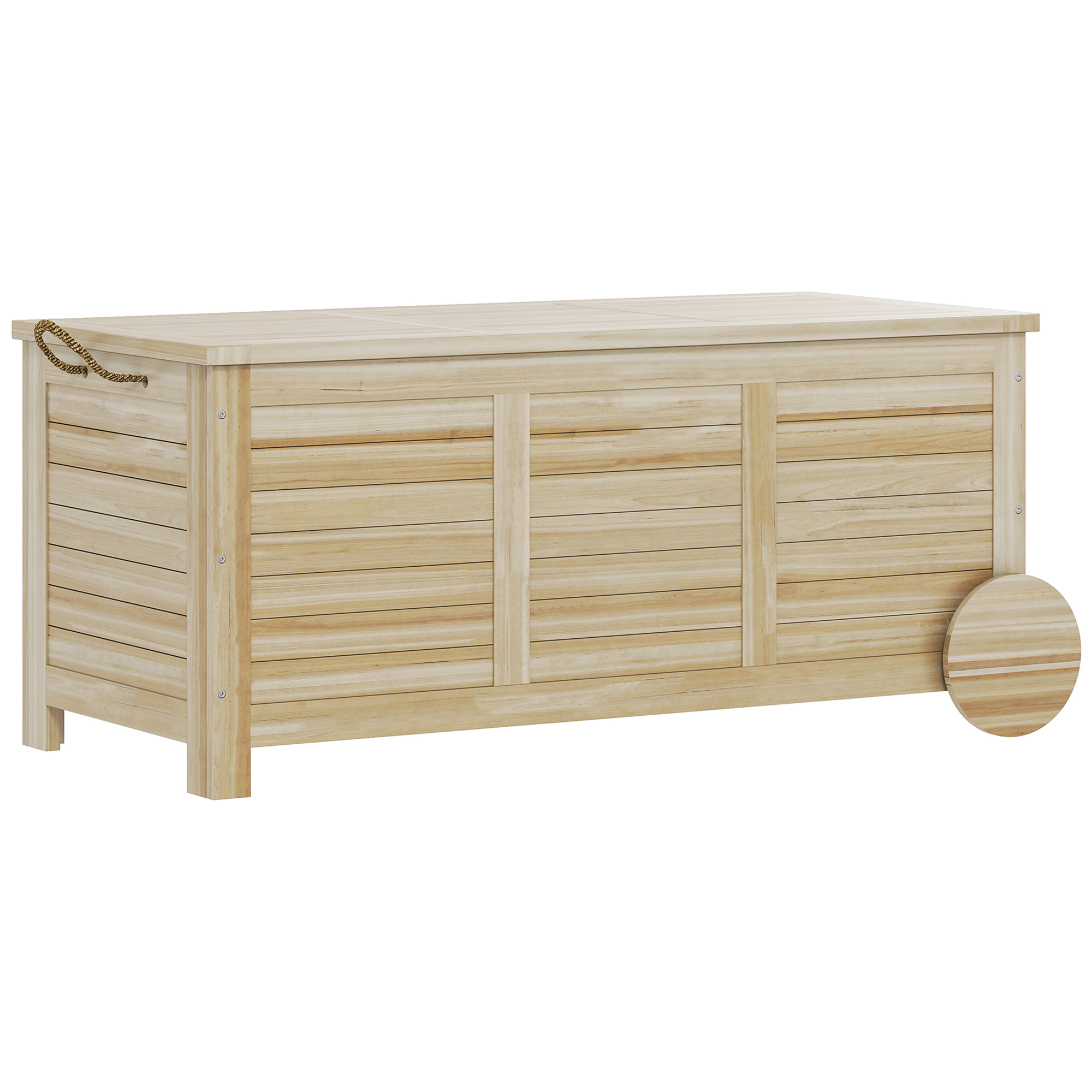 185 L Außenlagerbox, Lagerkiste mit Rädern, wetterbeständig, Tannenholz, 110 x 50 x 50 cm, Hellbraun 185 L Außenlagerbox, Lagerkiste mit Rädern, wetterbeständig, Tannenholz, 110 x 50 x 50 cm, Hellbraun