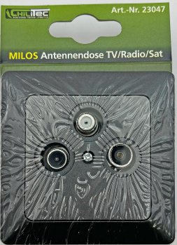 MILOS Antennendose TV+Radio+Sat, inkl. Rahmen, UP, Anthrazit