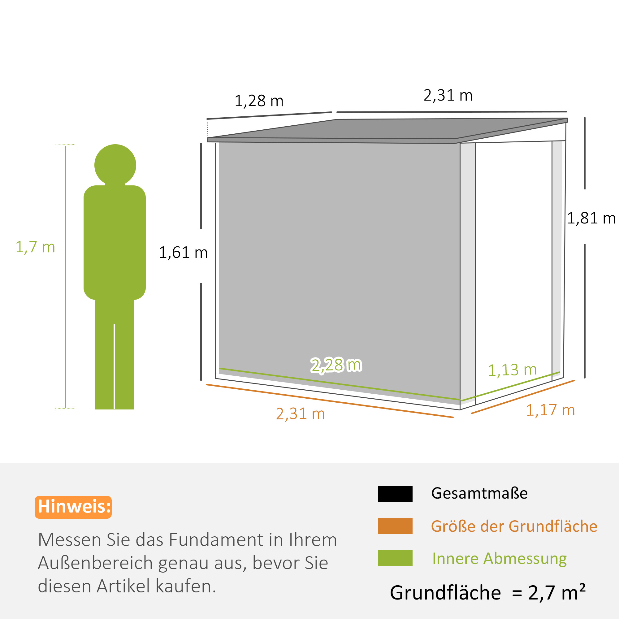 Gartenlagerschuppen, Werkzeugschuppen für Gartengeräte, Fenster, Lüftungsöffnungen, abschließbar, Stahl, Dunkelgrau