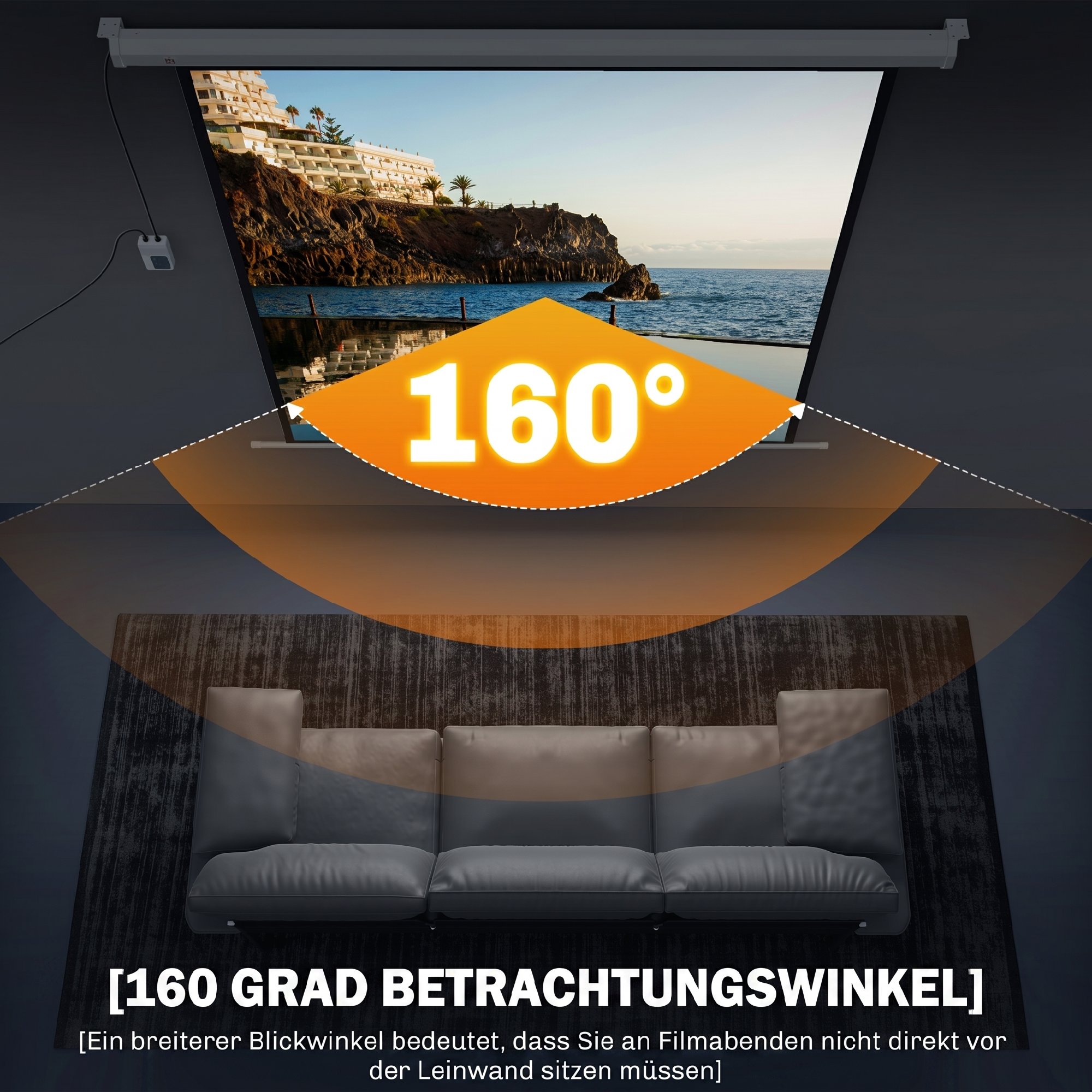 Beamer Leinwand 176,5 x 176,5 cm 85 Zoll 1:1 HD 4K Rollo-Leinwand für Heimkino für Heimkino Büro-Präsentationen
