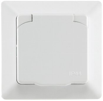 MILOS Schutzkontakt-Steckdose IP44, 250V~/ 16A, inkl. Rahmen, UP, weiß matt