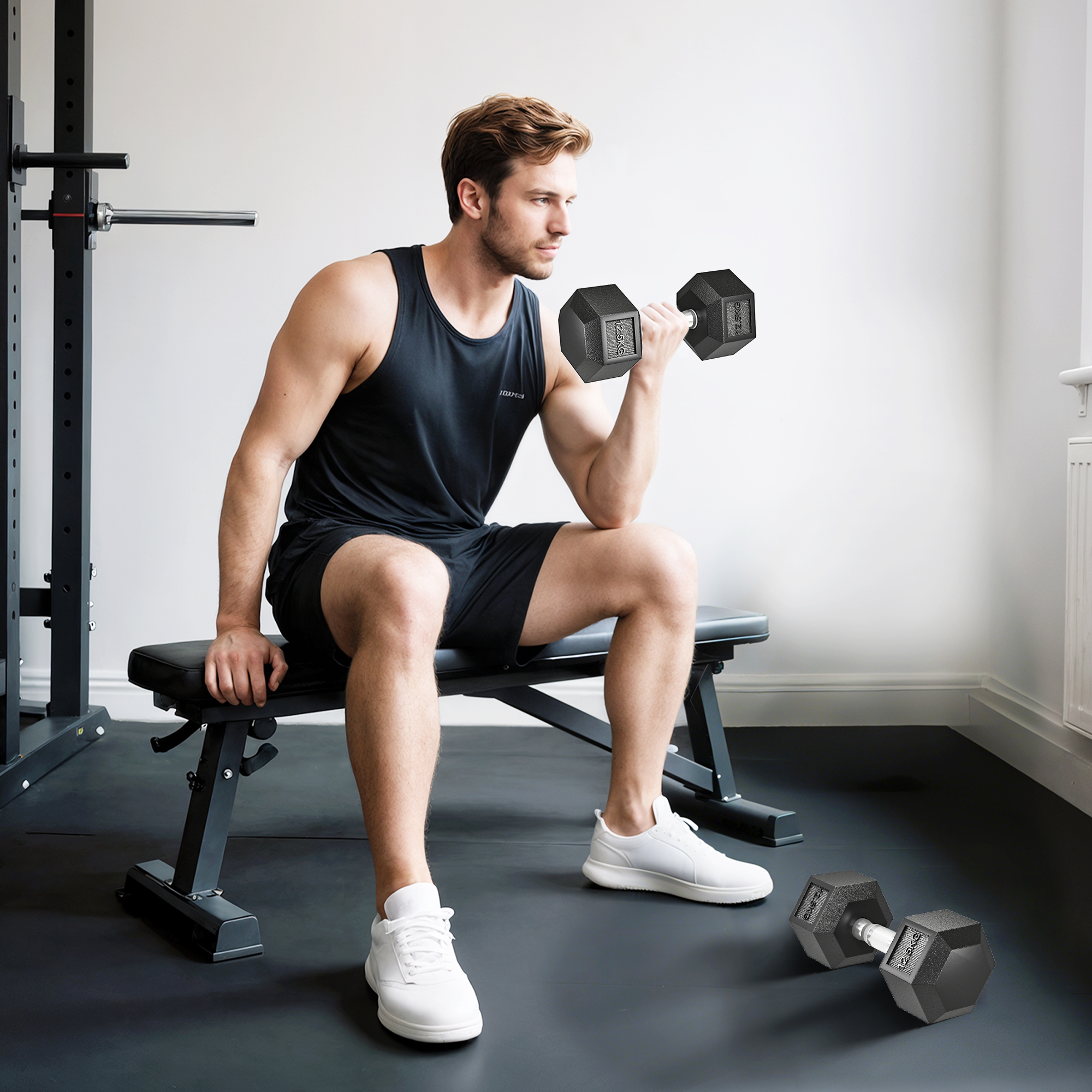 Hanteln mit gerändeltem Griff, Kurzhantel aus Gusseisen, 2 x 12,5 kg für Zuhause, Fitnessstudio, Krafttraining