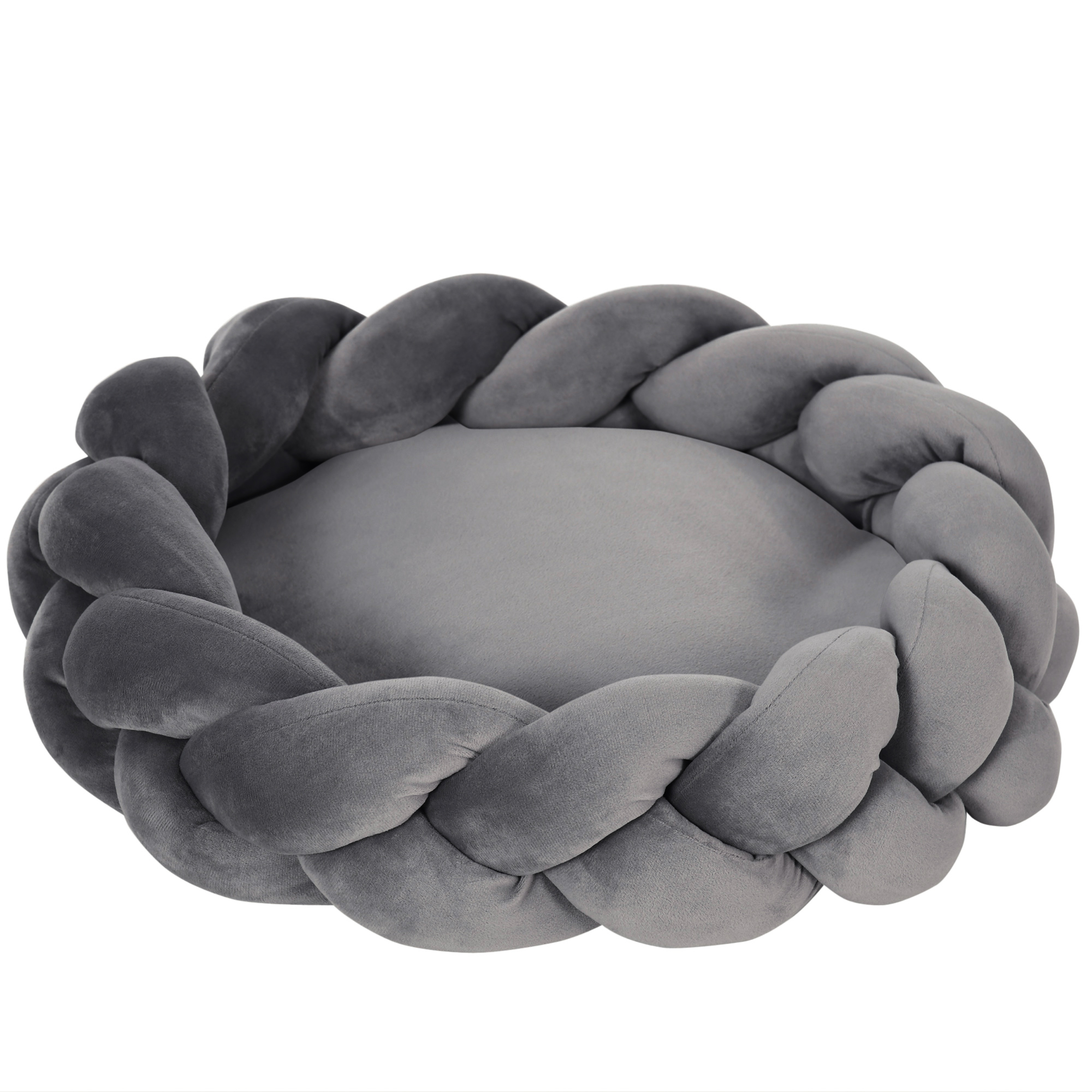 Haustierbett inkl. Kissen, Katzenbett, Hundekorb, waschbar, 55 cm x 55 cm x 14 cm, Grau Haustierbett inkl. Kissen, Katzenbett, Hundekorb, waschbar, 55 cm x 55 cm x 14 cm, Grau