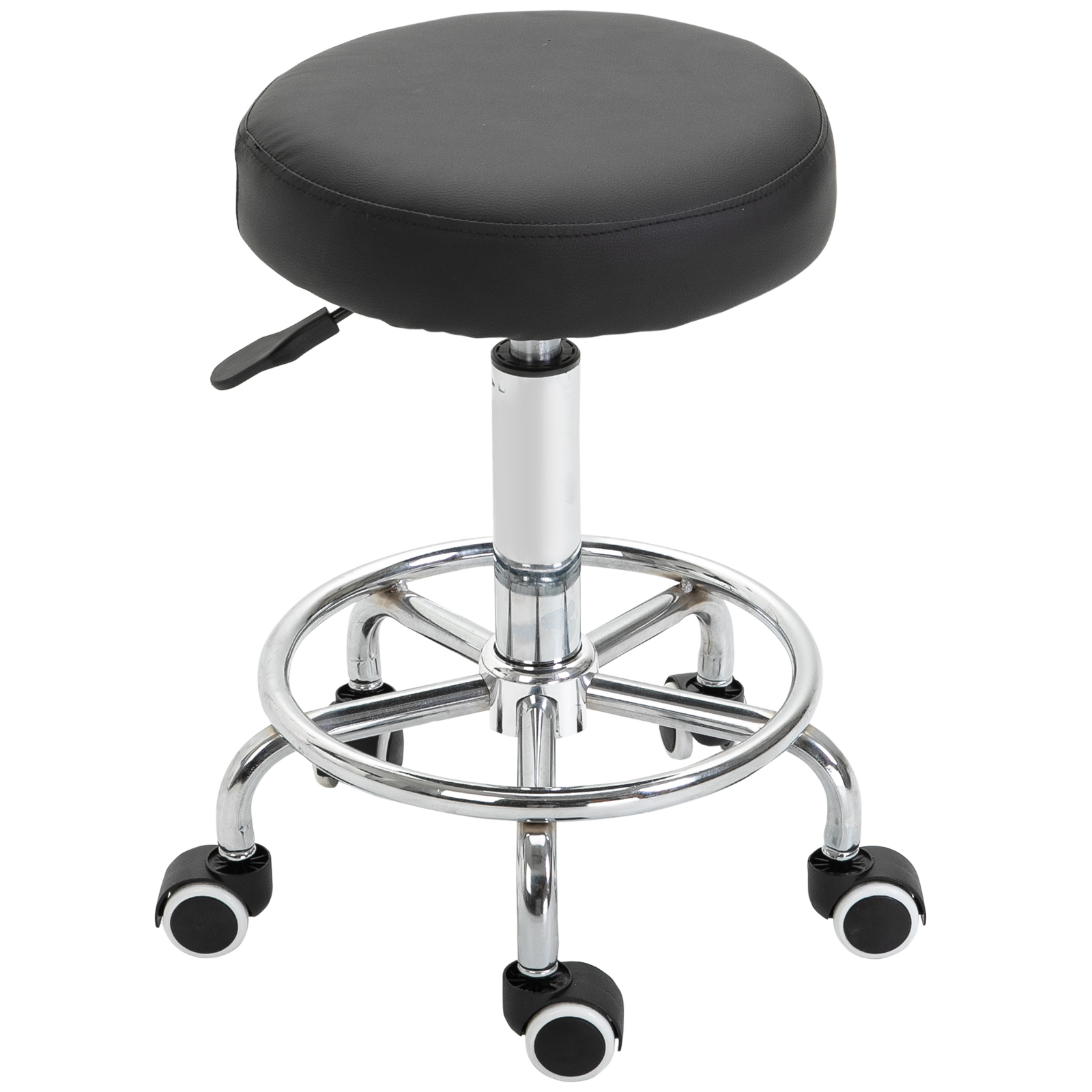 Salonhocker, höhenverstellbar, Kunstleder, bis 110 kg, Ø42x50-64H cm, Schwarz Salonhocker, höhenverstellbar, Kunstleder, bis 110 kg, Ø42x50-64H cm, Schwarz