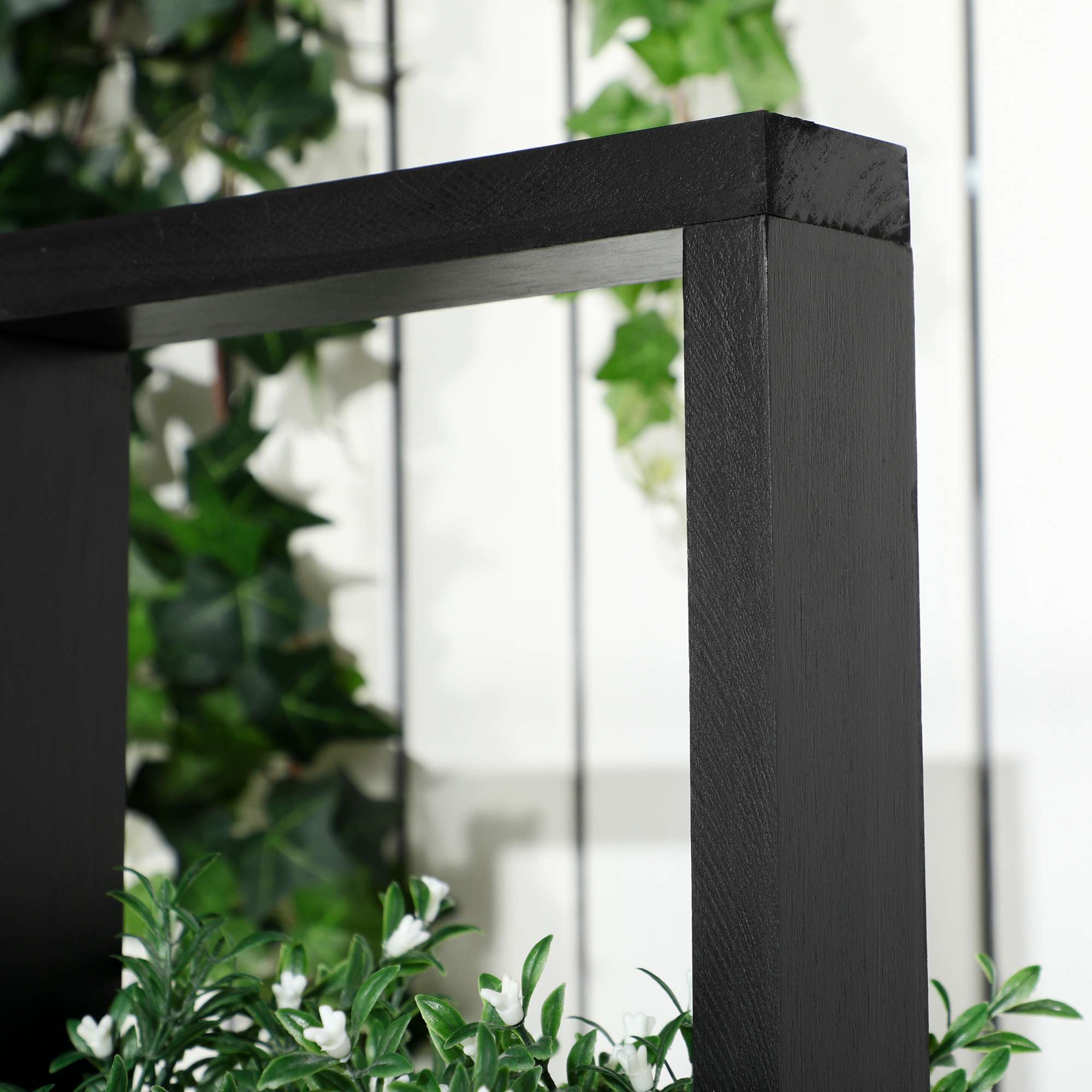 Pflanzkasten-Kombination, modulares Design, Standrahmen, Naturholz, schwarz, 90 x 45 x 170 cm