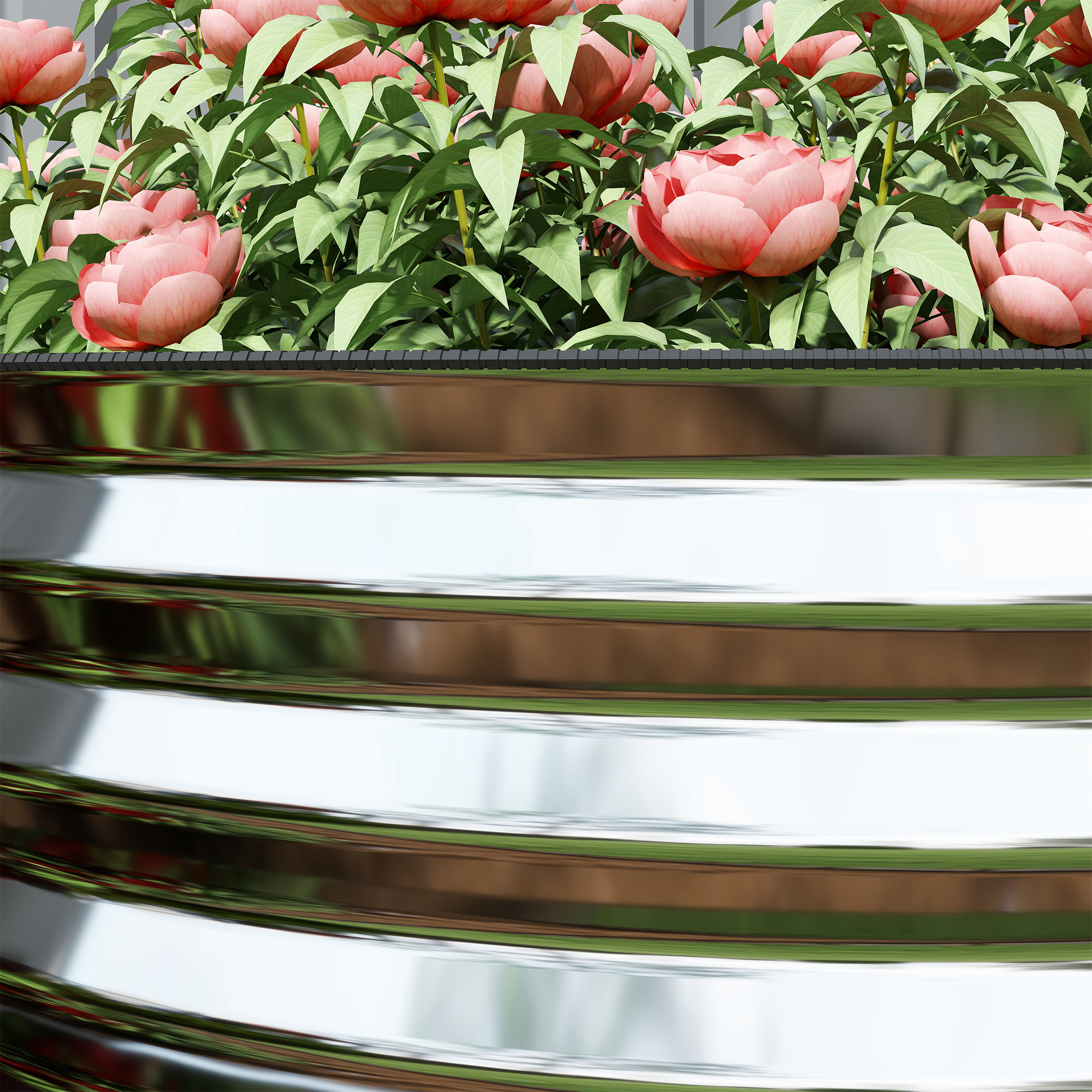 Pflanzkübel, Metall-Blumenkübel mit Sicherheitskante und Handschuhen, offener Boden, 160B x 80T x 56H cm, Grau
