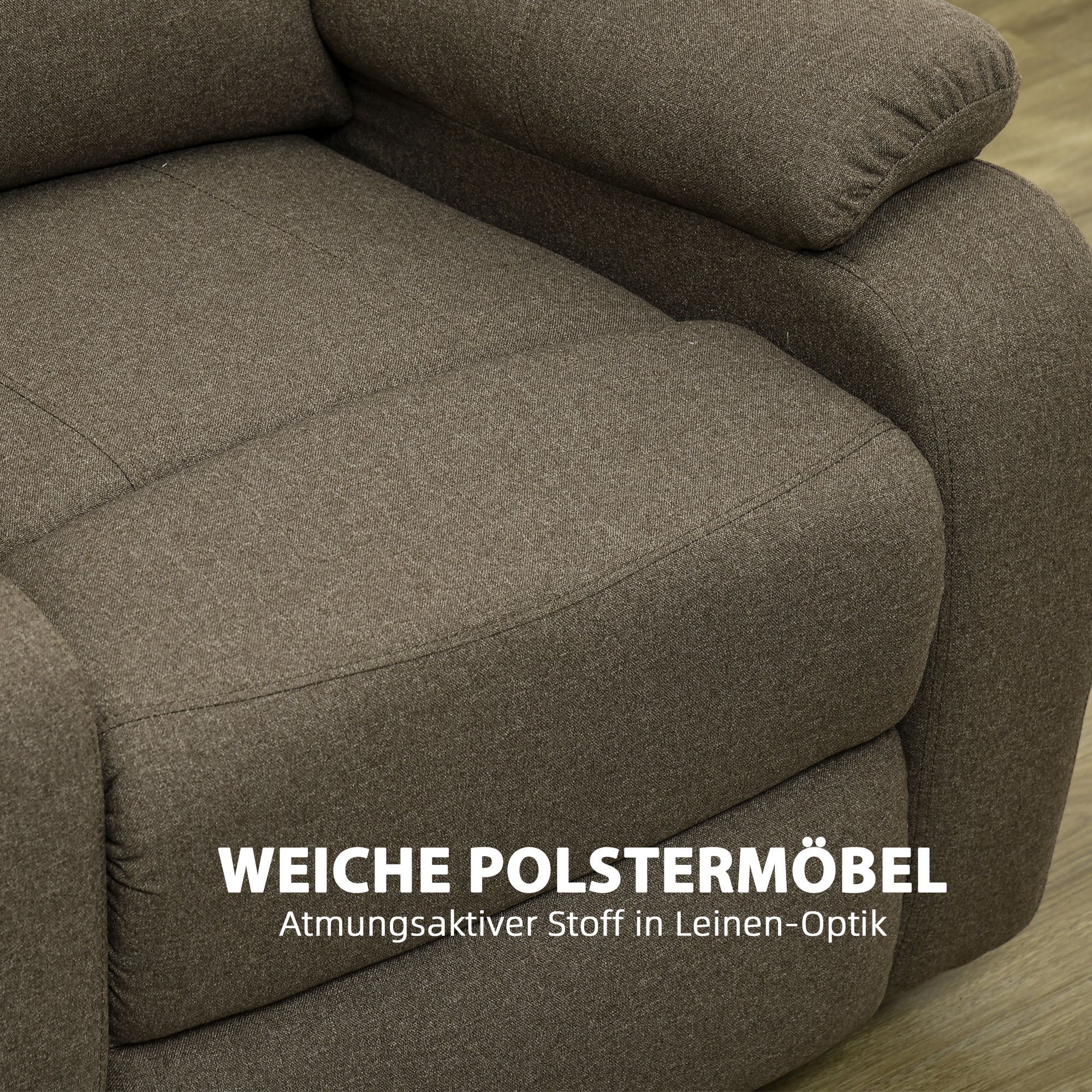 Relaxsessel, Liegefunktion und Fußstütze, verstellbar, bis 150 kg, Stahlrahmen, 90 x 96 x 98 cm, Braun