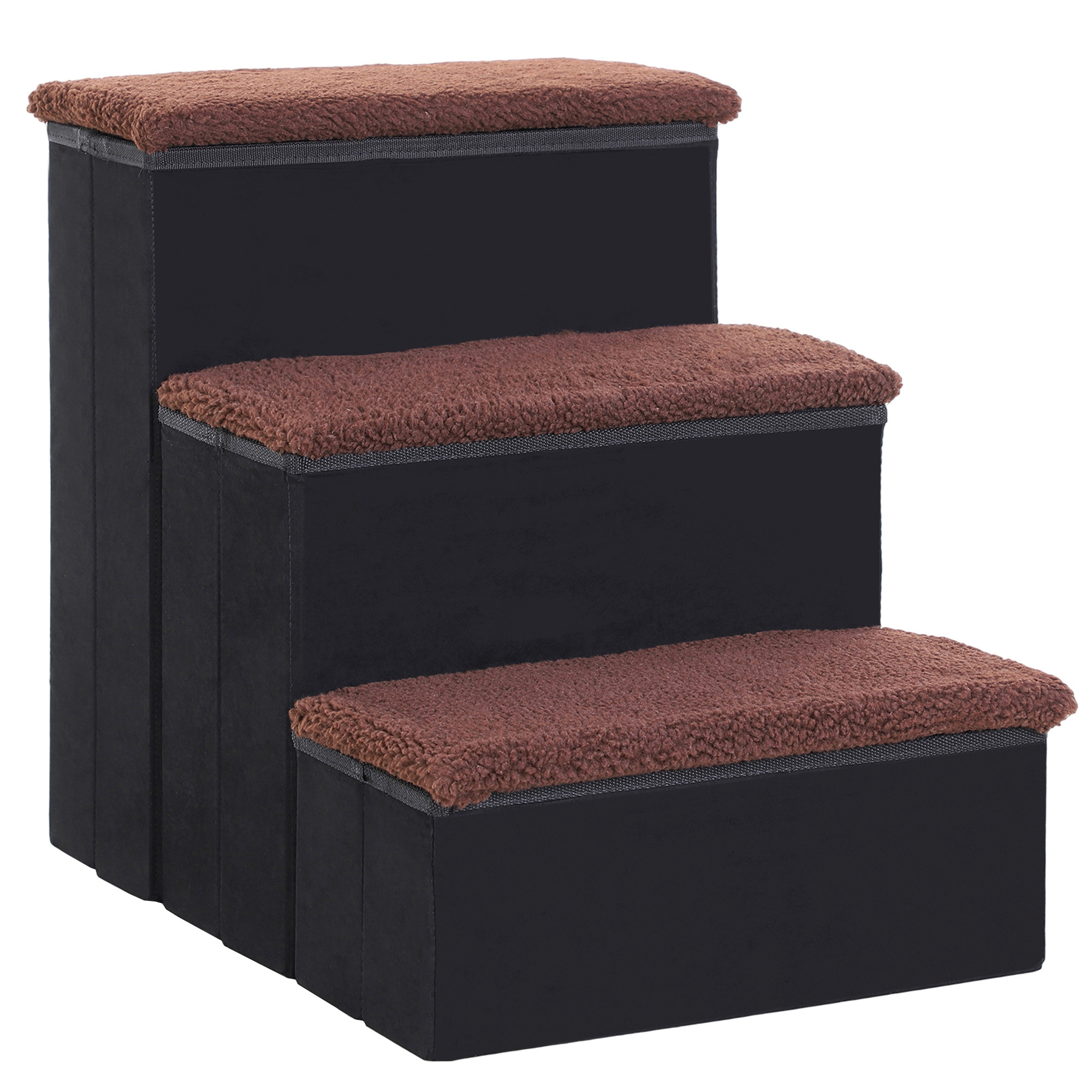 Haustiertreppe Katzentreppe Hundetreppe Faltbar 3 Stufen Tiertreppe mit Stauraum für Katzen und Hunde MDF Schwarz 40 x 54 x 48 cm Haustiertreppe Katzentreppe Hundetreppe Faltbar 3 Stufen Tiertreppe mit Stauraum für Katzen und Hunde MDF Schwarz 40 x 54 x 48 cm