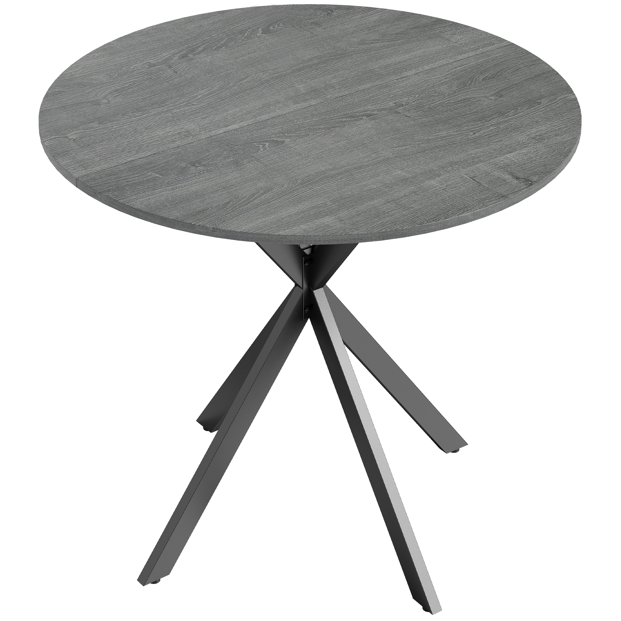 Runder Küchentisch, 80 cm, kompakte Tischplatte, Spanplatte, Metall, Grau