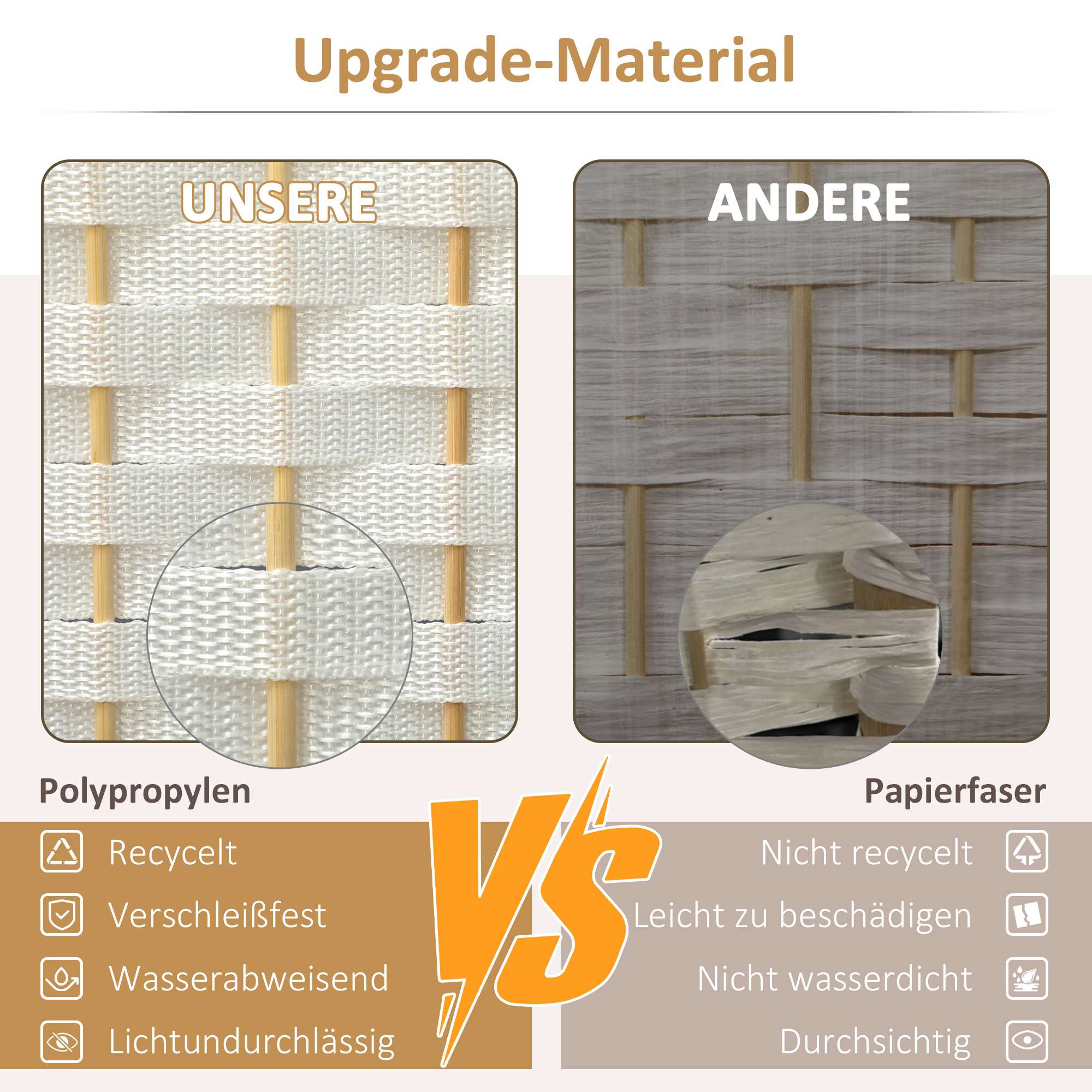 8-teiliger Raumtrenner, Faltbarer Sichtschutz, Sichtschutzwand für Wohnzimmer, Schlafzimmer, Homeoffice, Weiß