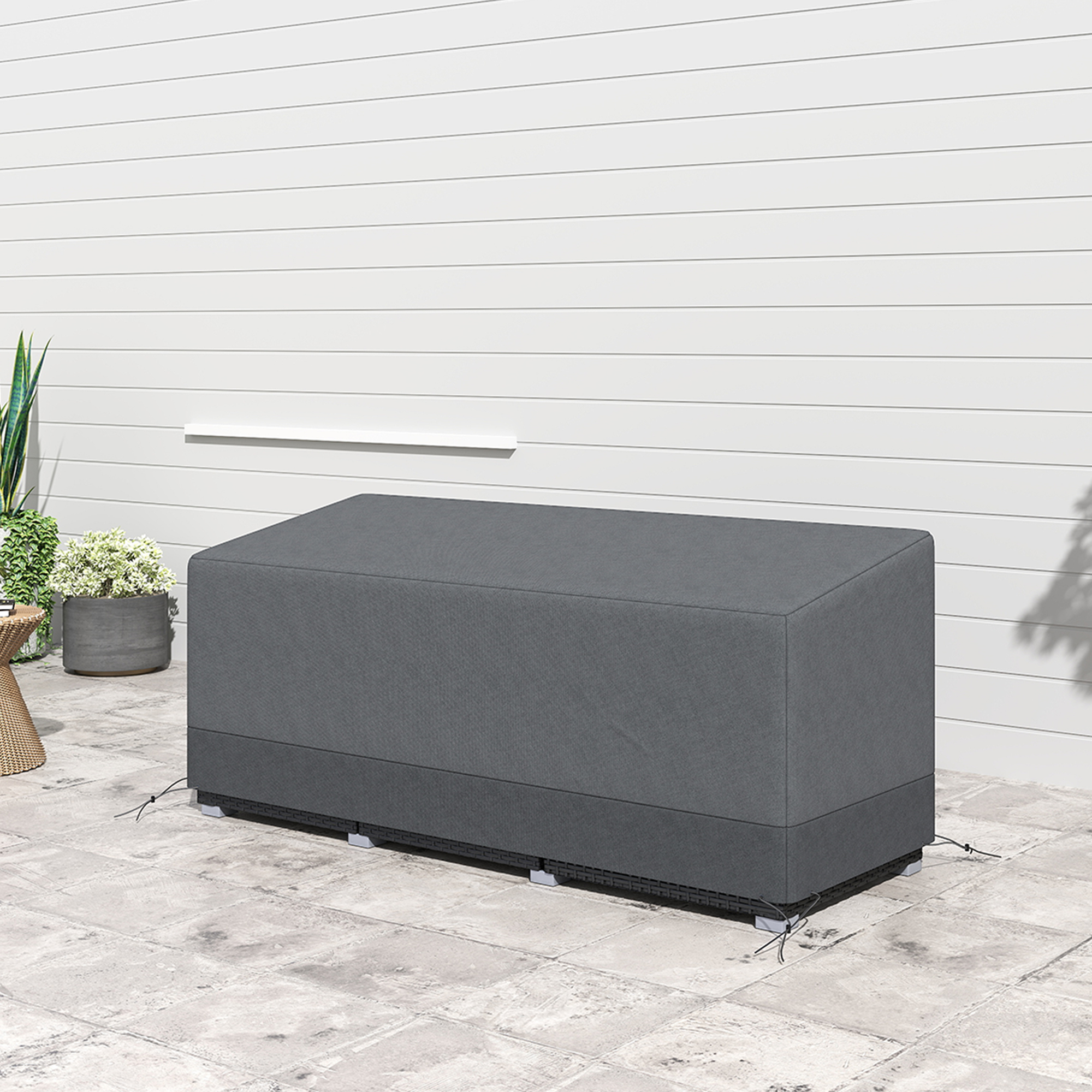 Schutzhülle für Gartenmöbel Winterfest Wasserdicht Abdeckung Anti-UV 600D Oxford Gewebe 190,5 x 72 x 76cm Hellgrau