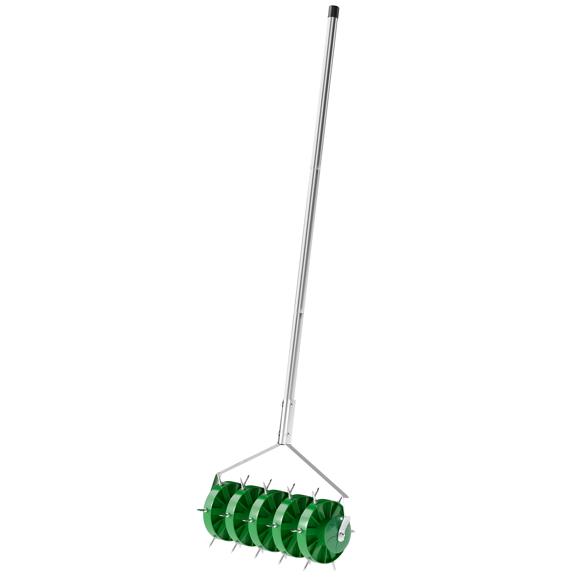 Rasenlüfter Aerifizierer für Rasen 45cm Breite Manuell Rasenbelüfter mit 30 Eisenspikes Stahl Dunkelgrün