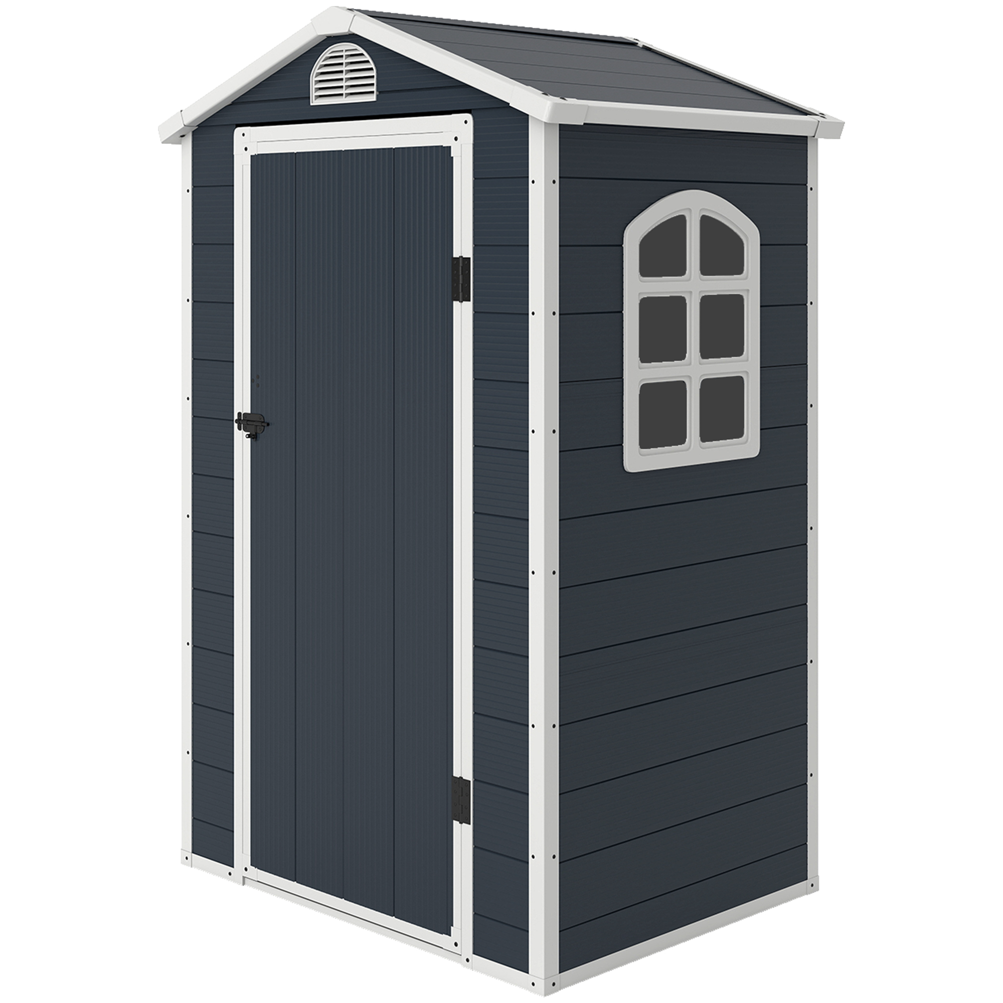 Gerätehaus Kunststoff 1,9m² 134x104x204cm Geräteschuppen mit Satteldach Tür wetterfest Gartenhaus Outdoor Garten Schuppen Schrank für Hinterhof Außenbereich Dunkelgrau Gerätehaus Kunststoff 1,9m² 134x104x204cm Geräteschuppen mit Satteldach Tür wetterfest Gartenhaus Outdoor Garten Schuppen Schrank für Hinterhof Außenbereich Dunkelgrau