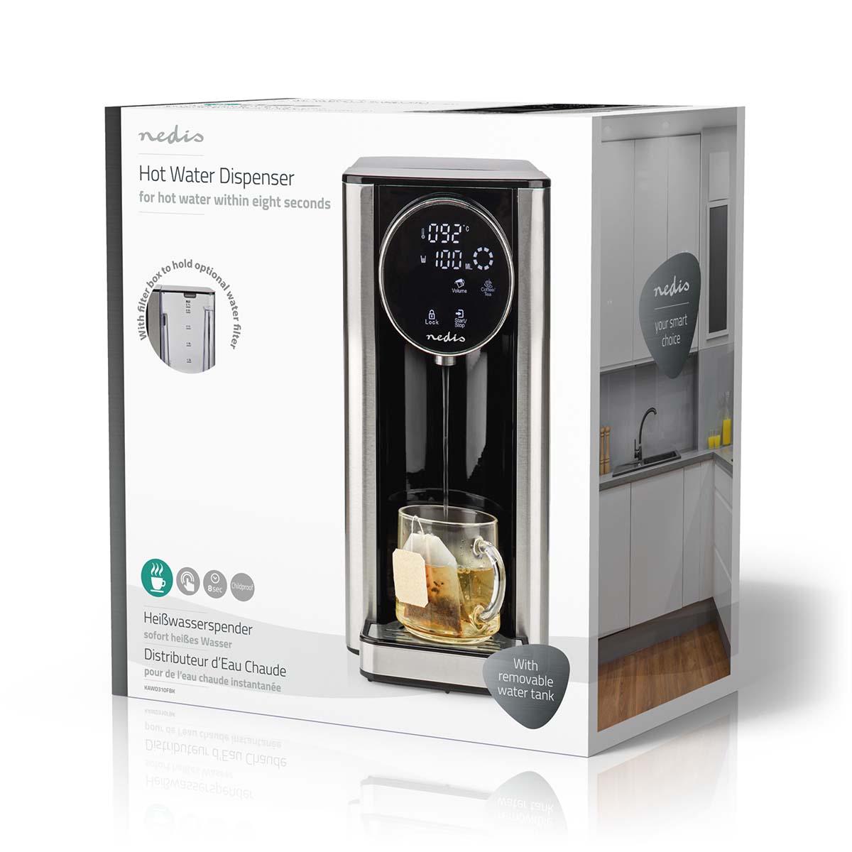 Heißwasserspender | 2600 W | 2.7 l | Aluminium / schwarz