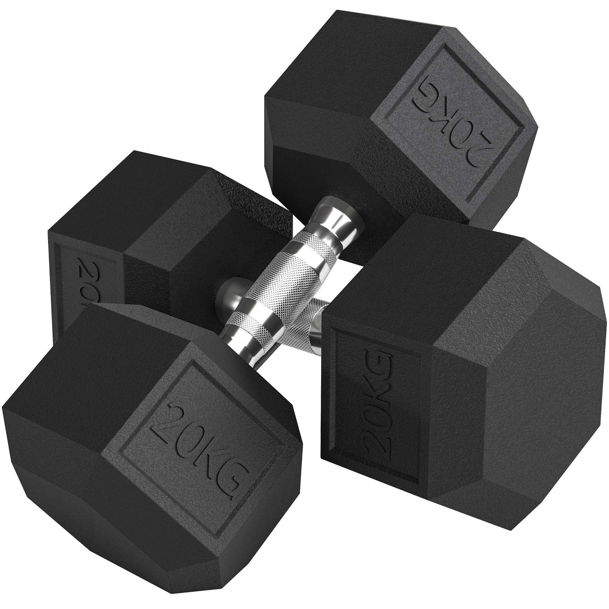 Hanteln mit gerändeltem Griff, Kurzhantel aus Gusseisen, 2 x 20kg für Zuhause, Fitnessstudio, Krafttraining