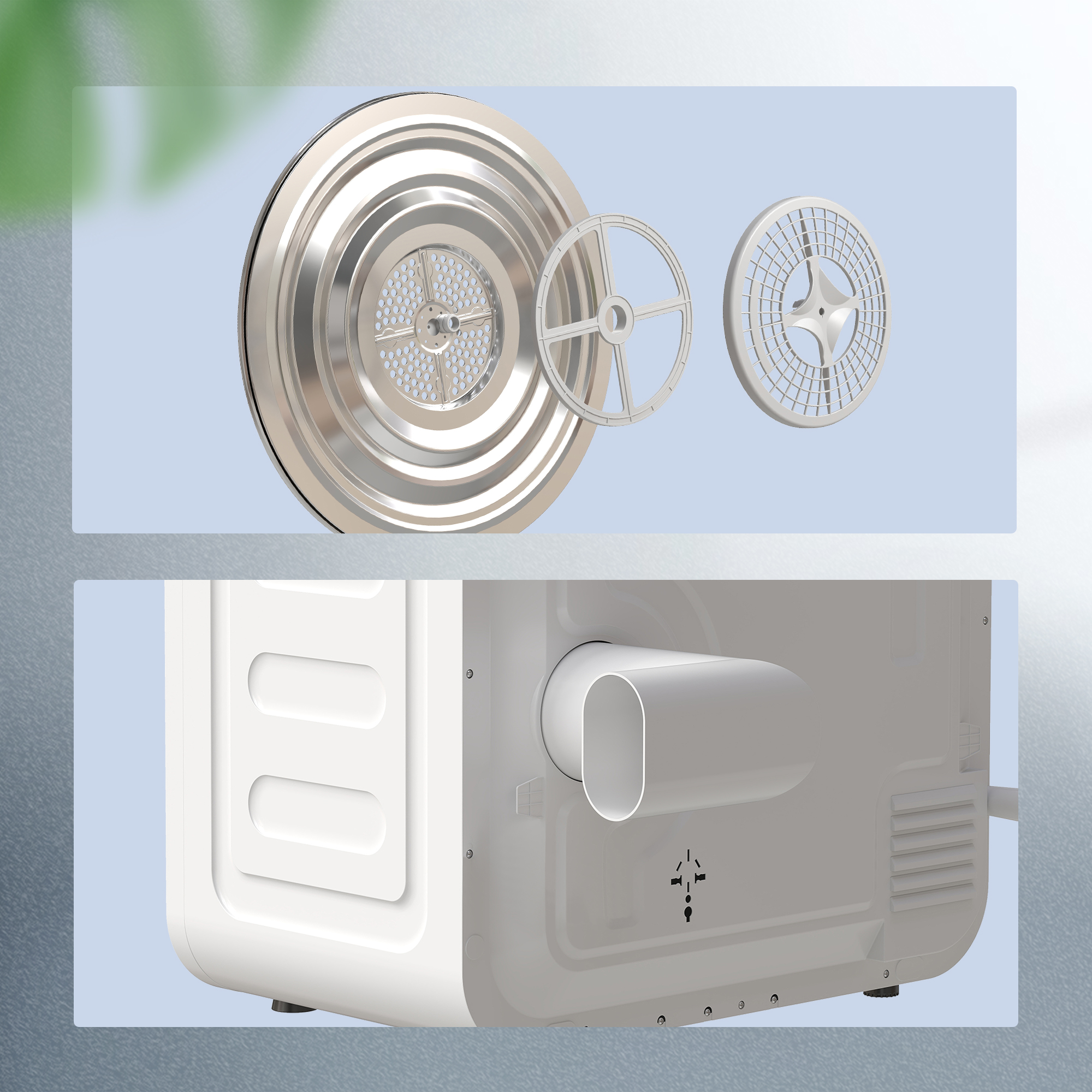 Ablufttrockner, 4 kg Frontlader-Wäschetrockner mit Edelstahltrommel, 800W Kompakt Freistehend, Weiß