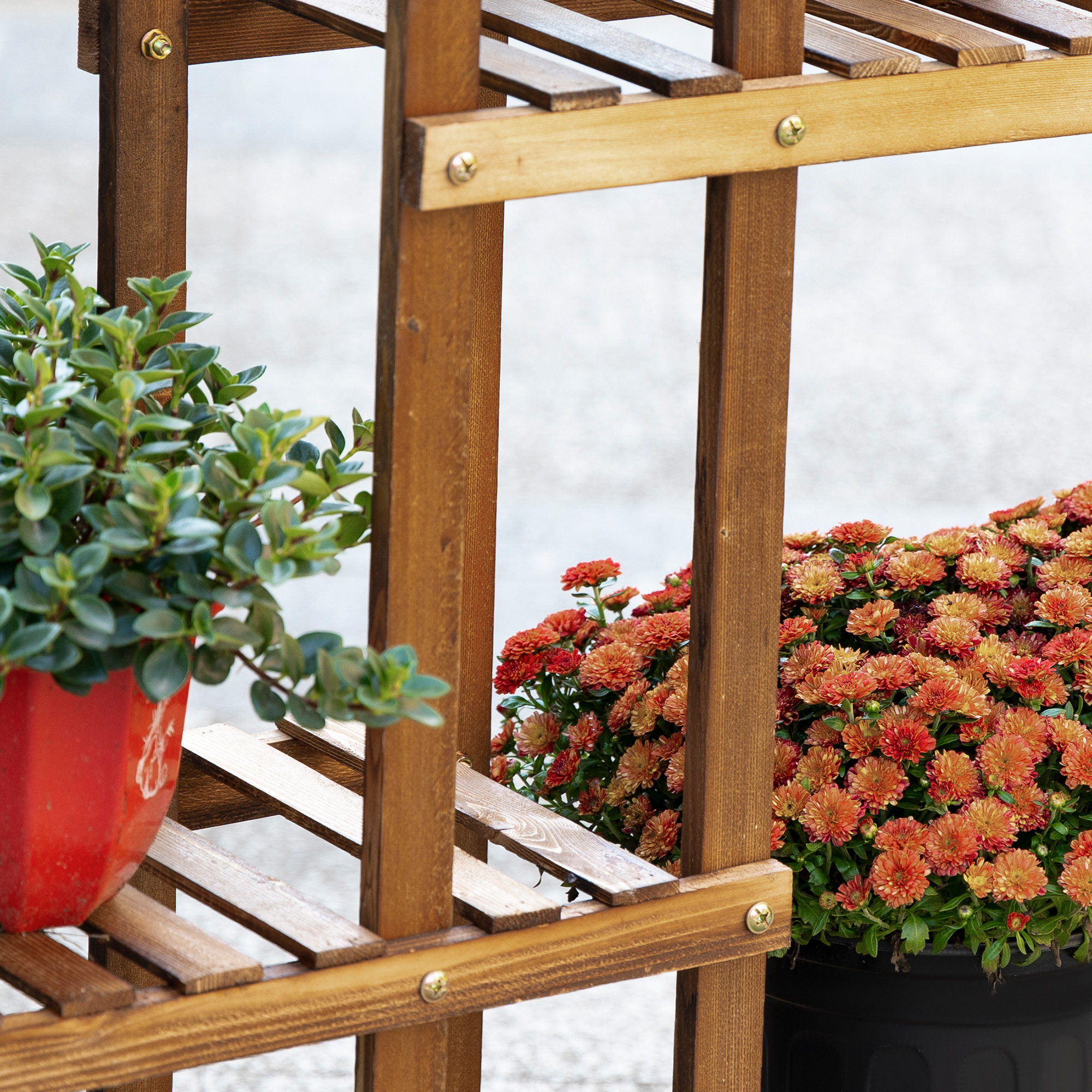 Blumenständer Pflanzenregal 6 Ebenen Vierstufiges Blumenregal Blumentreppe Blumenleiter Massivholz Verkohlt 98 x 28 x 96,5 cm