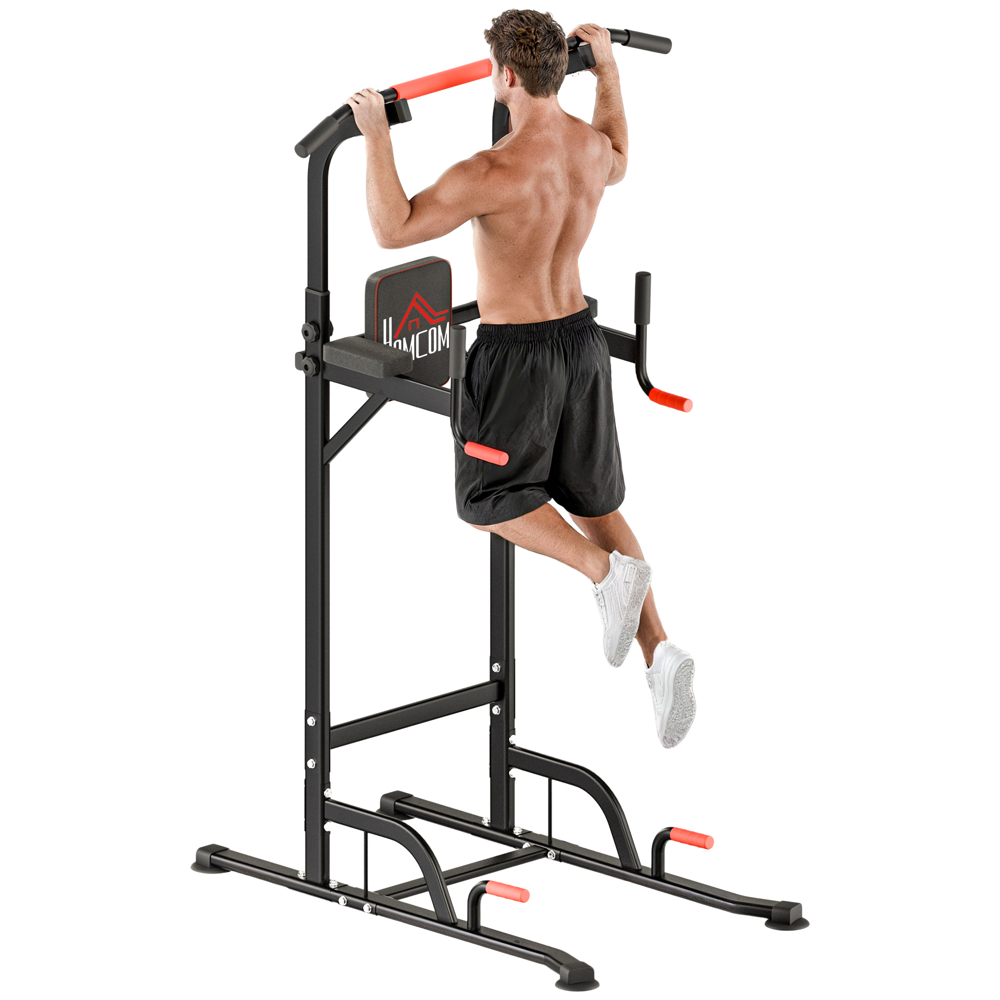 Power Tower höhenverstellbar Dip Station mit Klimmzugstange Saugnäpfe, Gepolstert Trainingsgerät für Zuhause