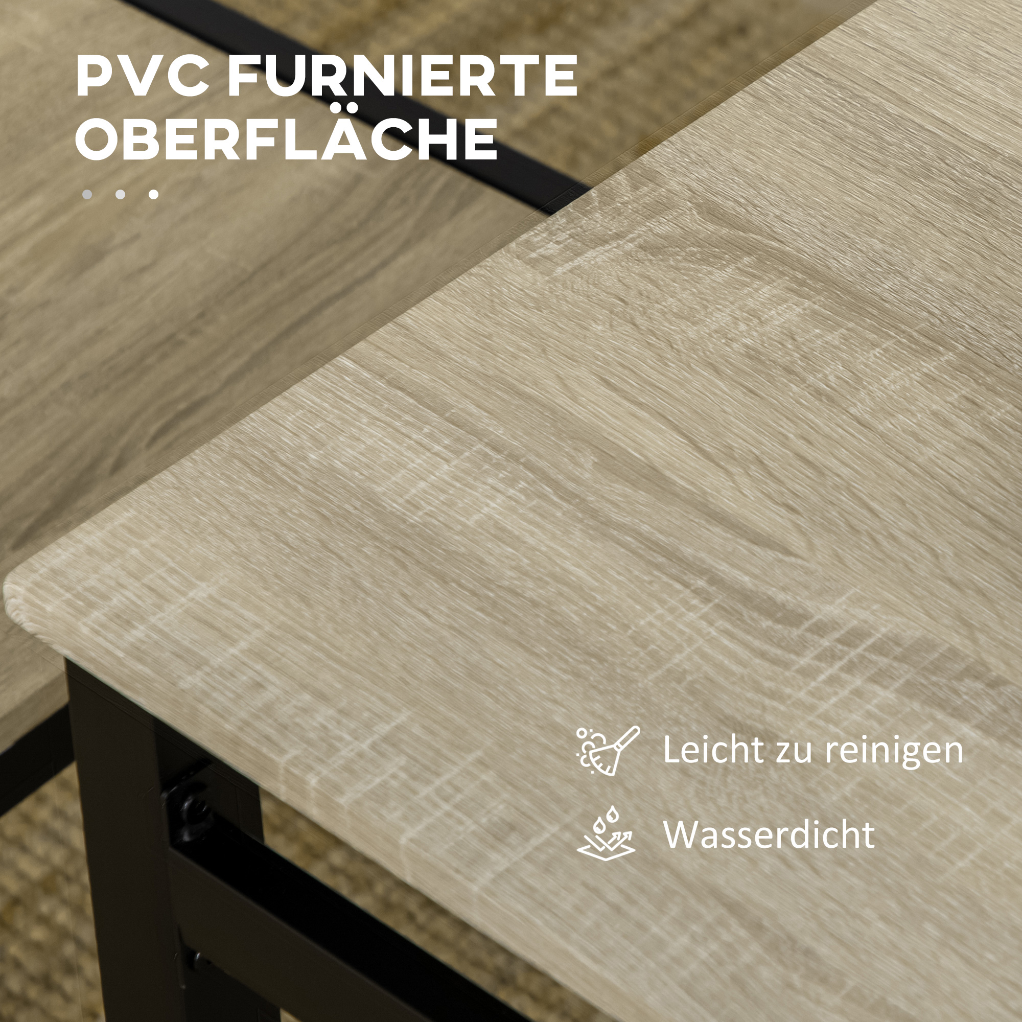 5-teilige Essgruppe, Esstisch mit 4 Stühlen, platzsparendes Küchentisch-Set, Sitzgruppe für Esszimmer, Küche, Schwarz