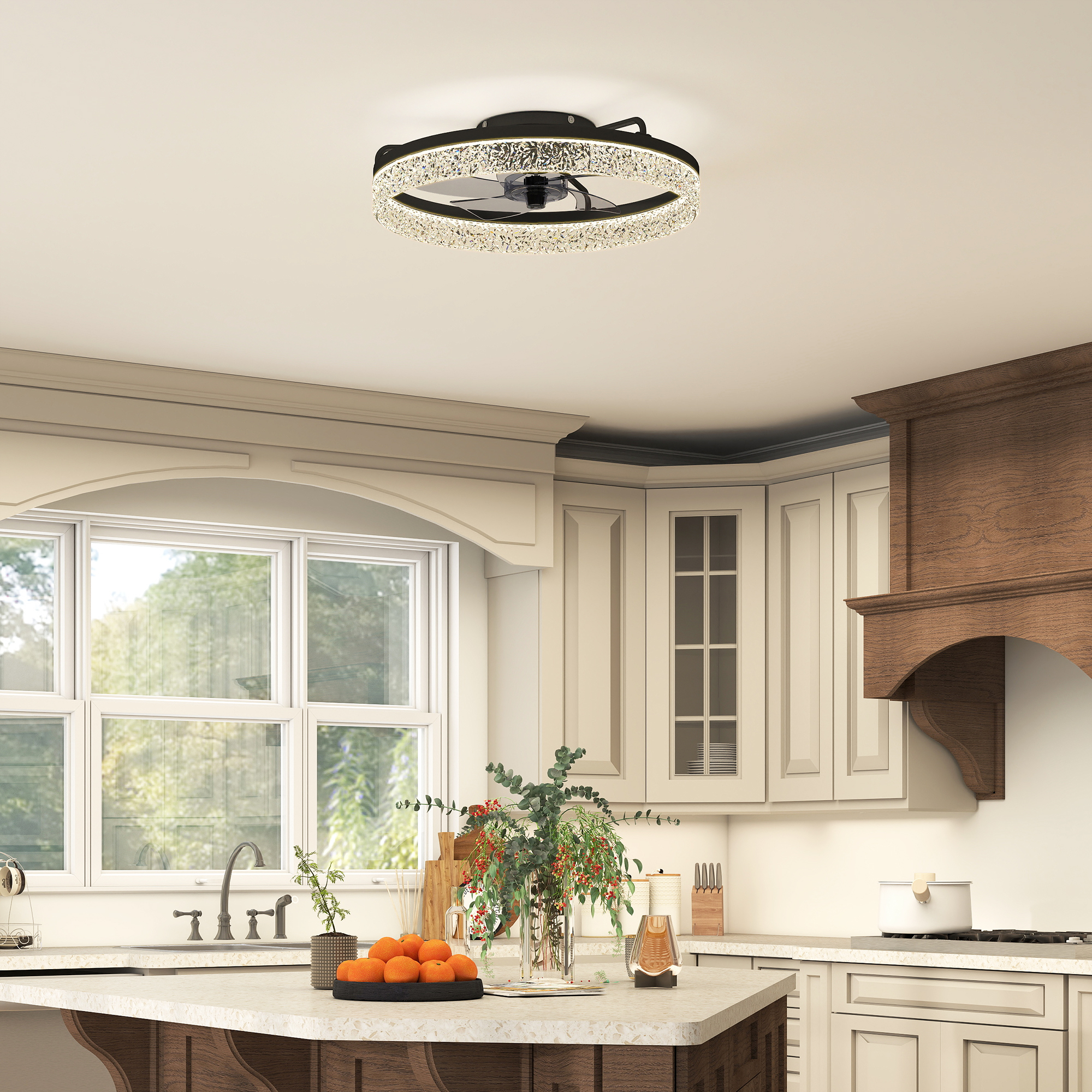 Deckenventilator mit Licht, dimmbarer LED-Deckenventilator mit Fernbedienung für Schlafzimmer und Wohnzimmer, Schwarz