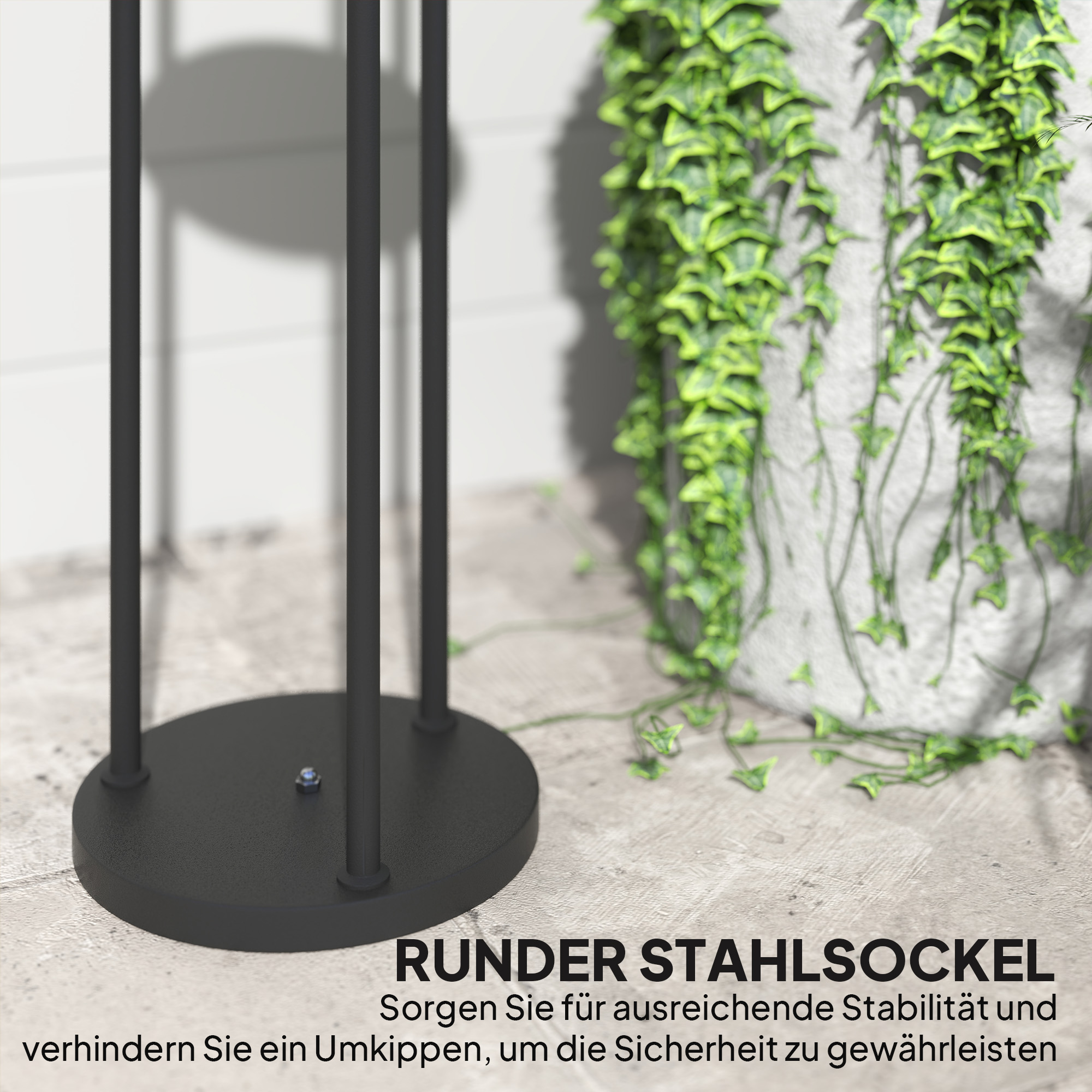 Solar Stehlampe Rattan Solarlampen mit Lichtsensor 3 Lichte Solarleuchte im Boho-Stil IP44 Ø37 x 144H cm